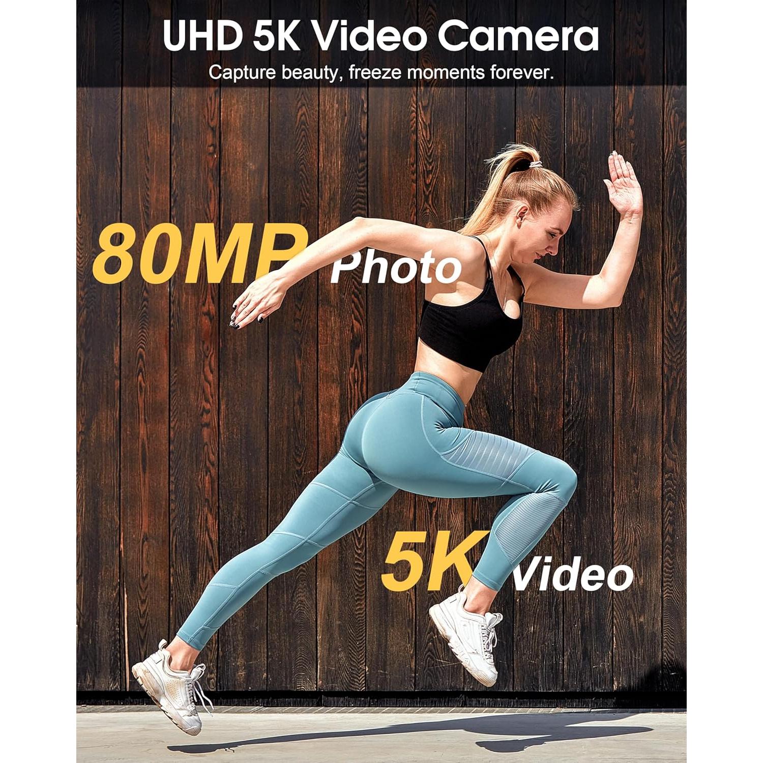 Cámara Digital 5K 80MP Banflower con Pantalla Táctil 4"