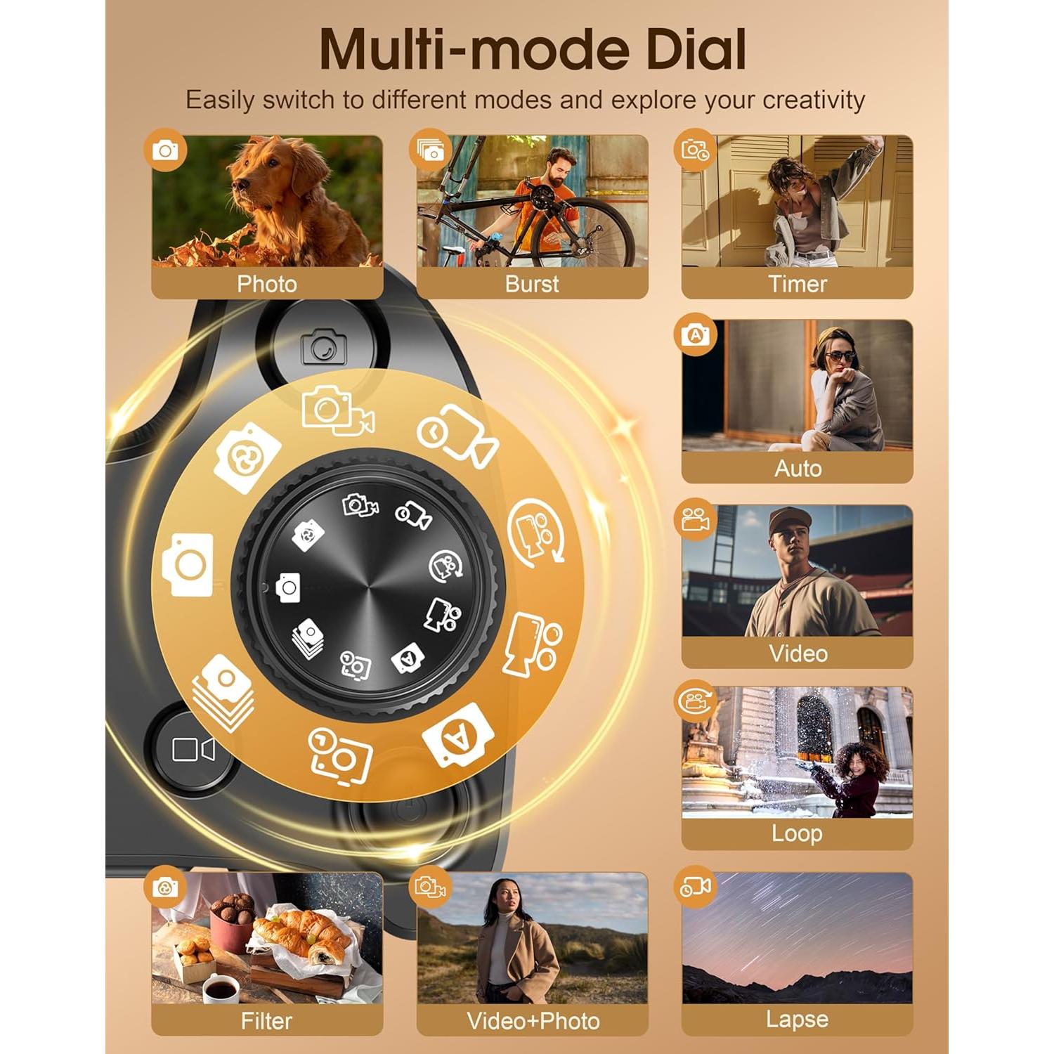 Cámara Digital 5K 80MP Banflower con Pantalla Táctil 4"