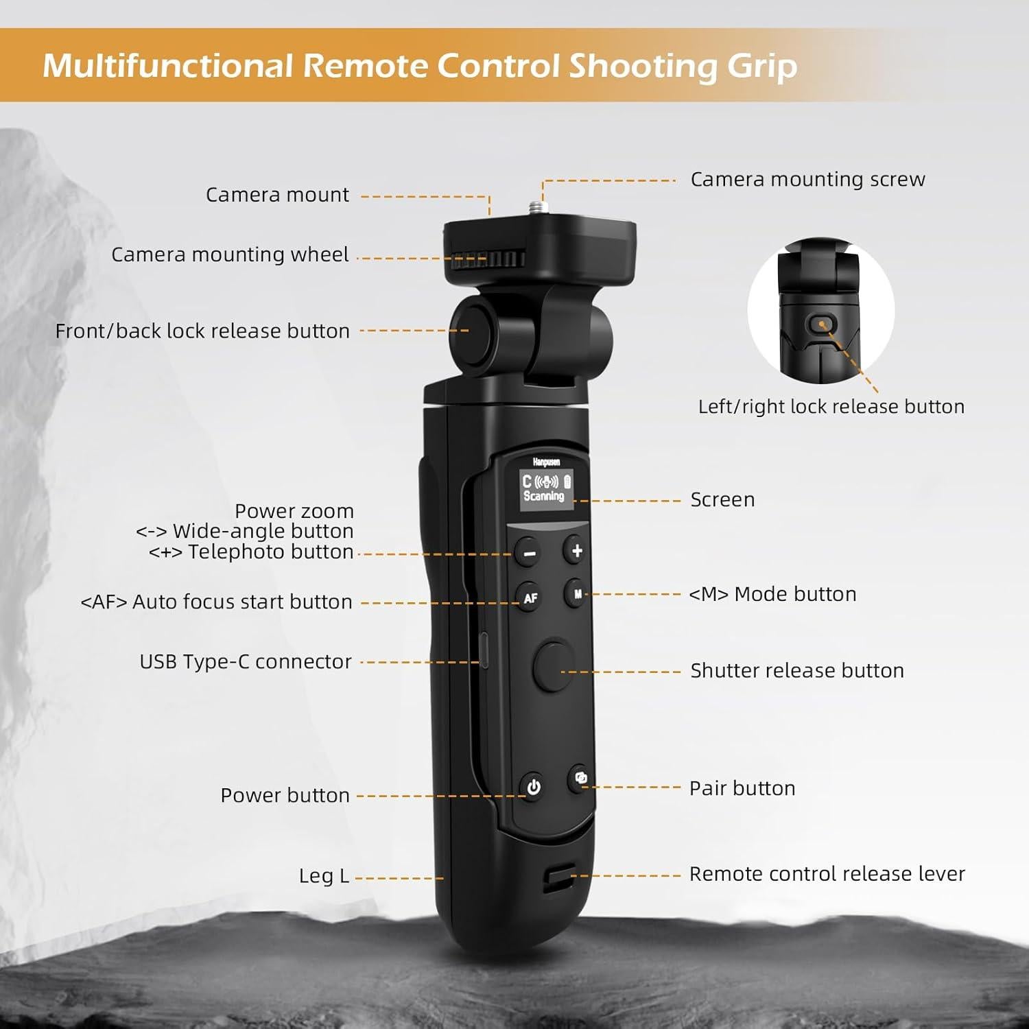 Trípode Mini con Control Remoto Hanpusen para Canon G7 X III