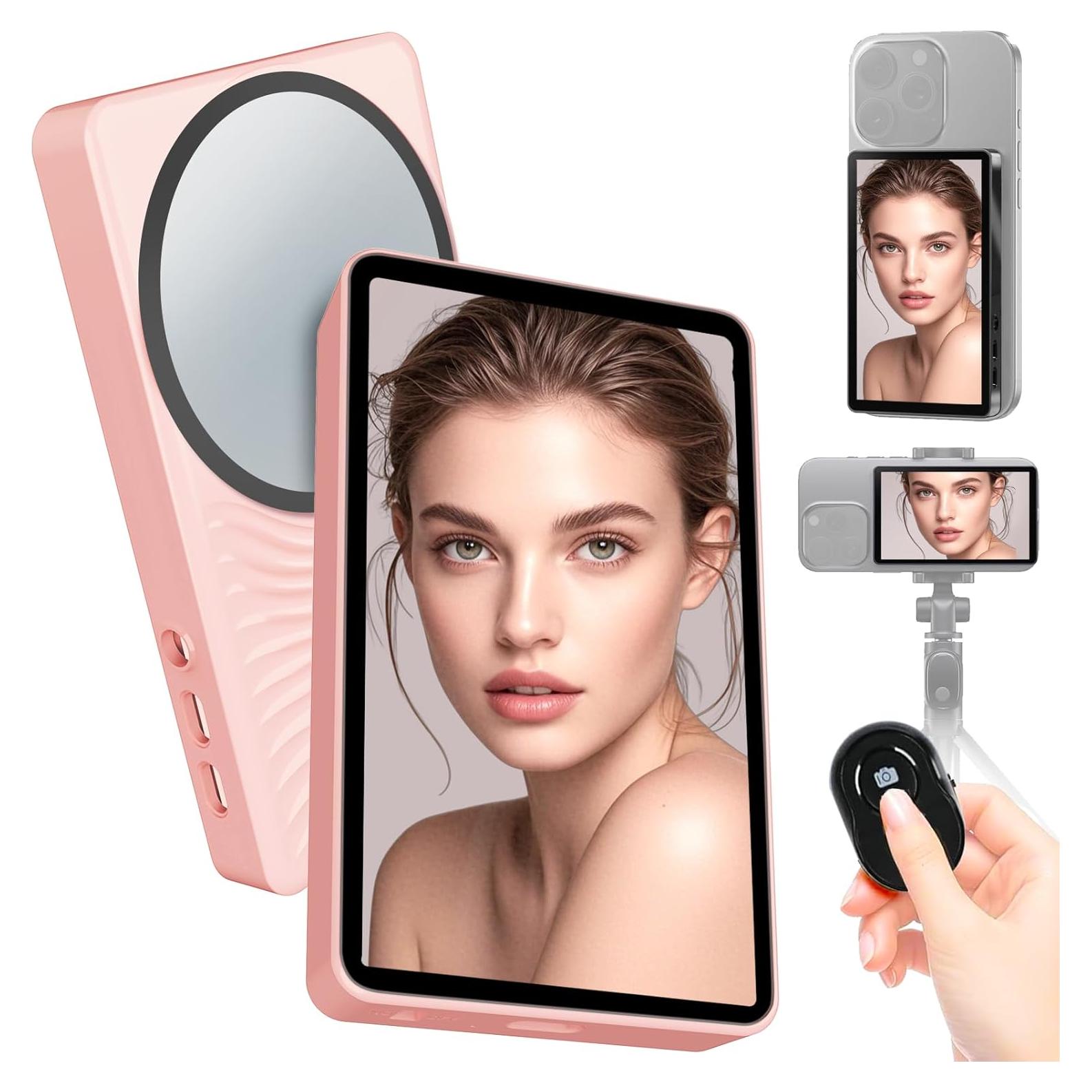 Monitor Selfie Magnético Yattberak Rosa 1800mAh Bluetooth