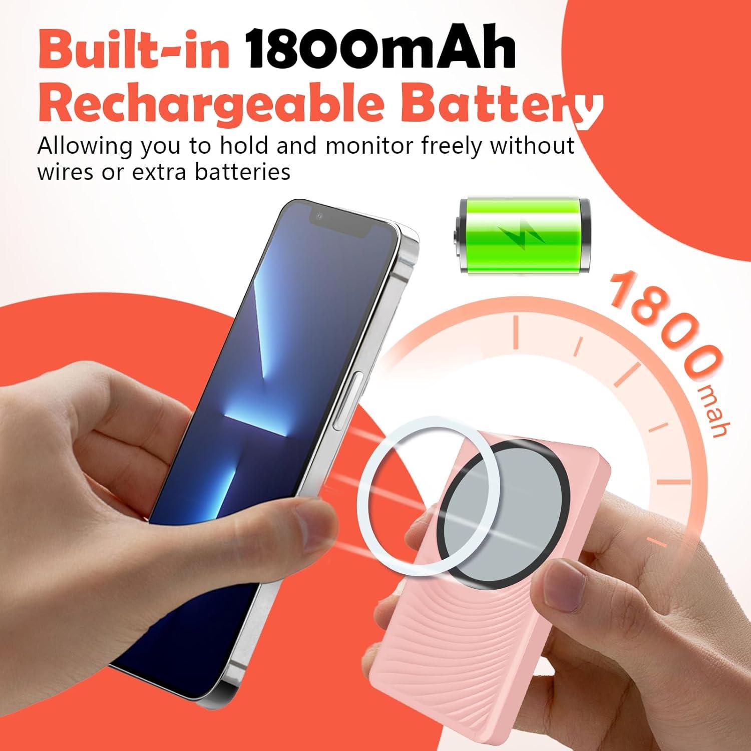 Monitor Selfie Magnético Yattberak Rosa 1800mAh Bluetooth