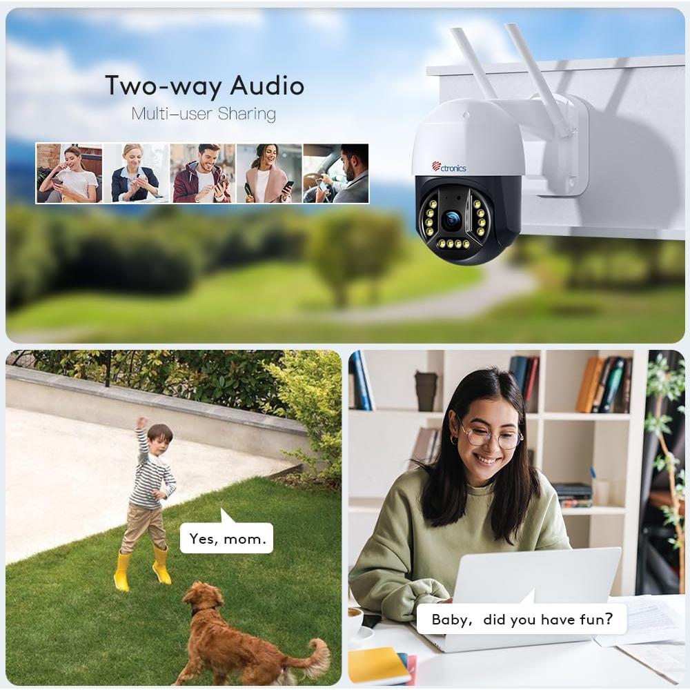 Cámara de Seguridad Exterior Ctronics 4K 8MP WiFi IP66