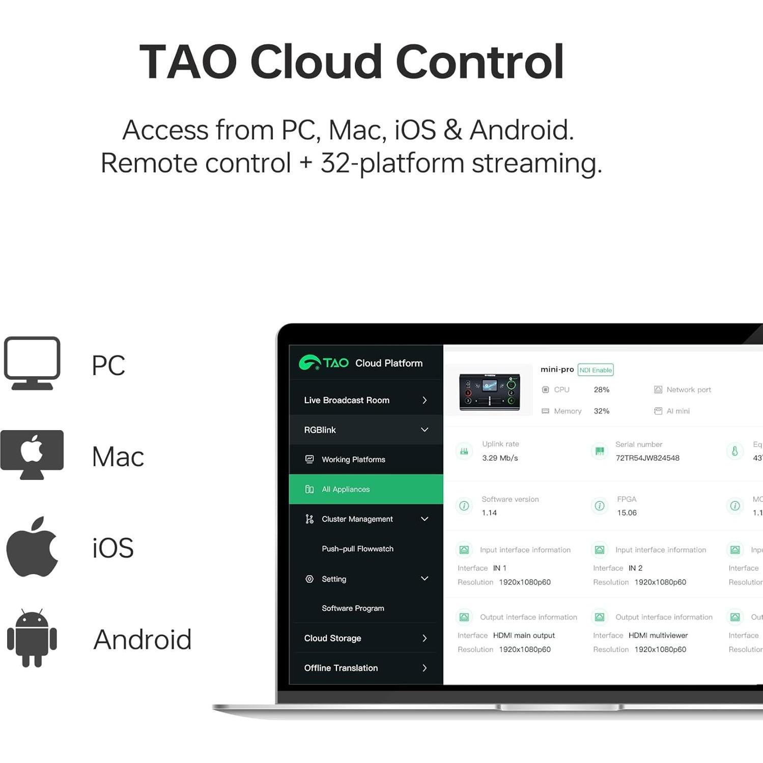 Mezclador de Video RGBlink Mini-Pro 4K con Monitor Integrado