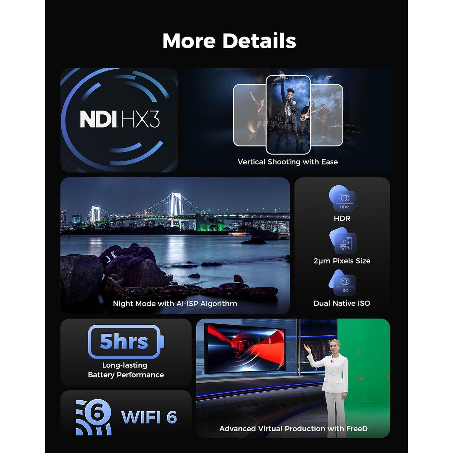 Cámara OBSBOT Tail 2 4K 60FPS con Control Remoto y Zoom 5x