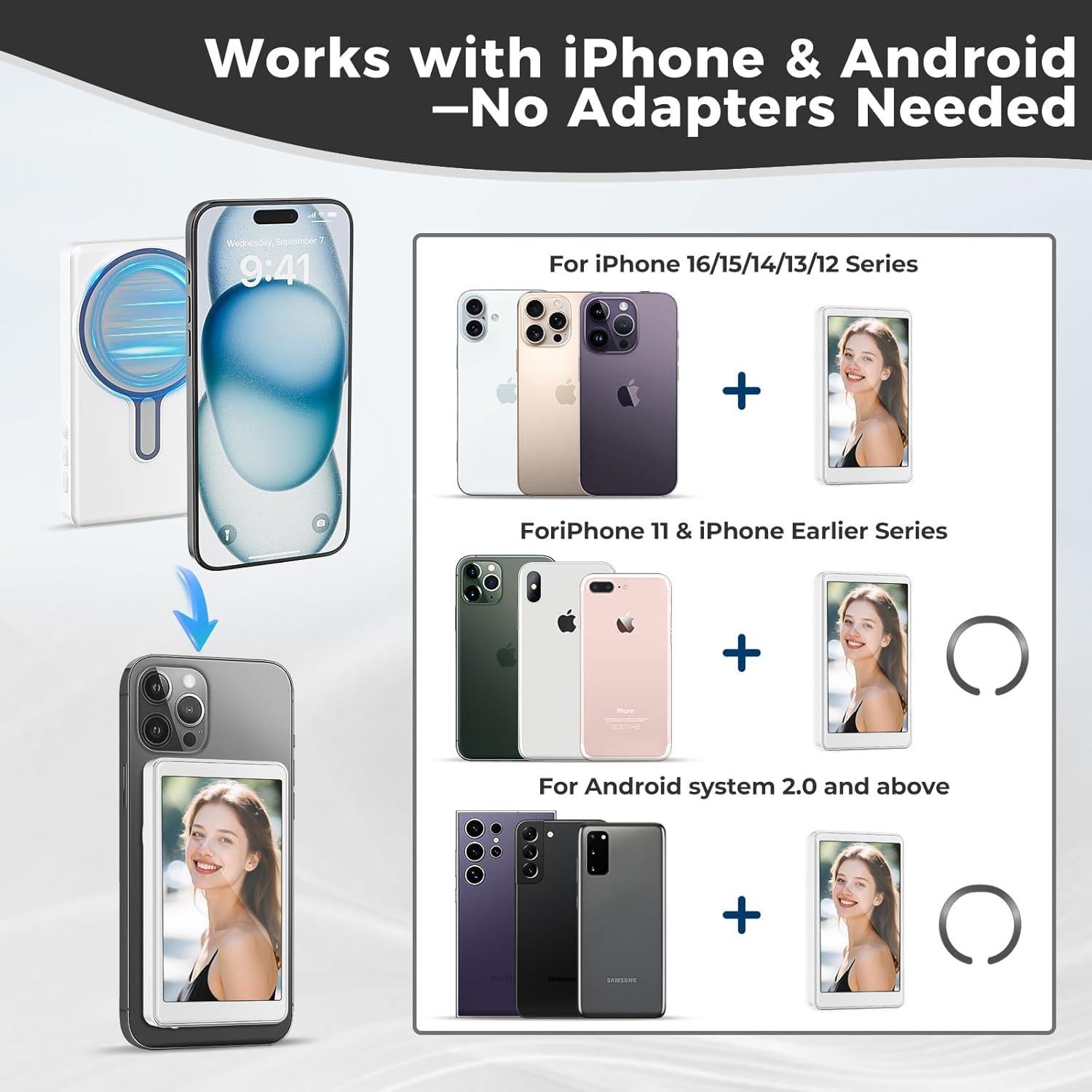 Monitor de Selfie Inalámbrico Budbeay 1800mAh Control Remoto