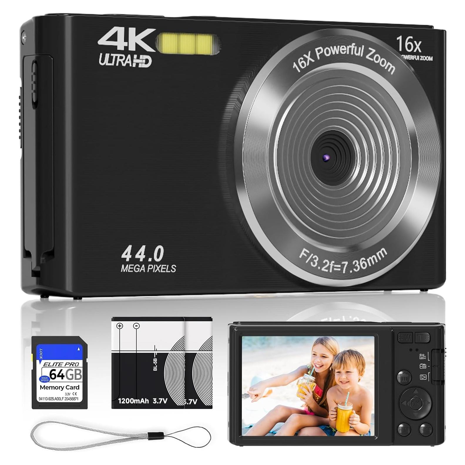 Cámara Digital 4K SMARTKLIK 44MP Compacta con Zoom 16X