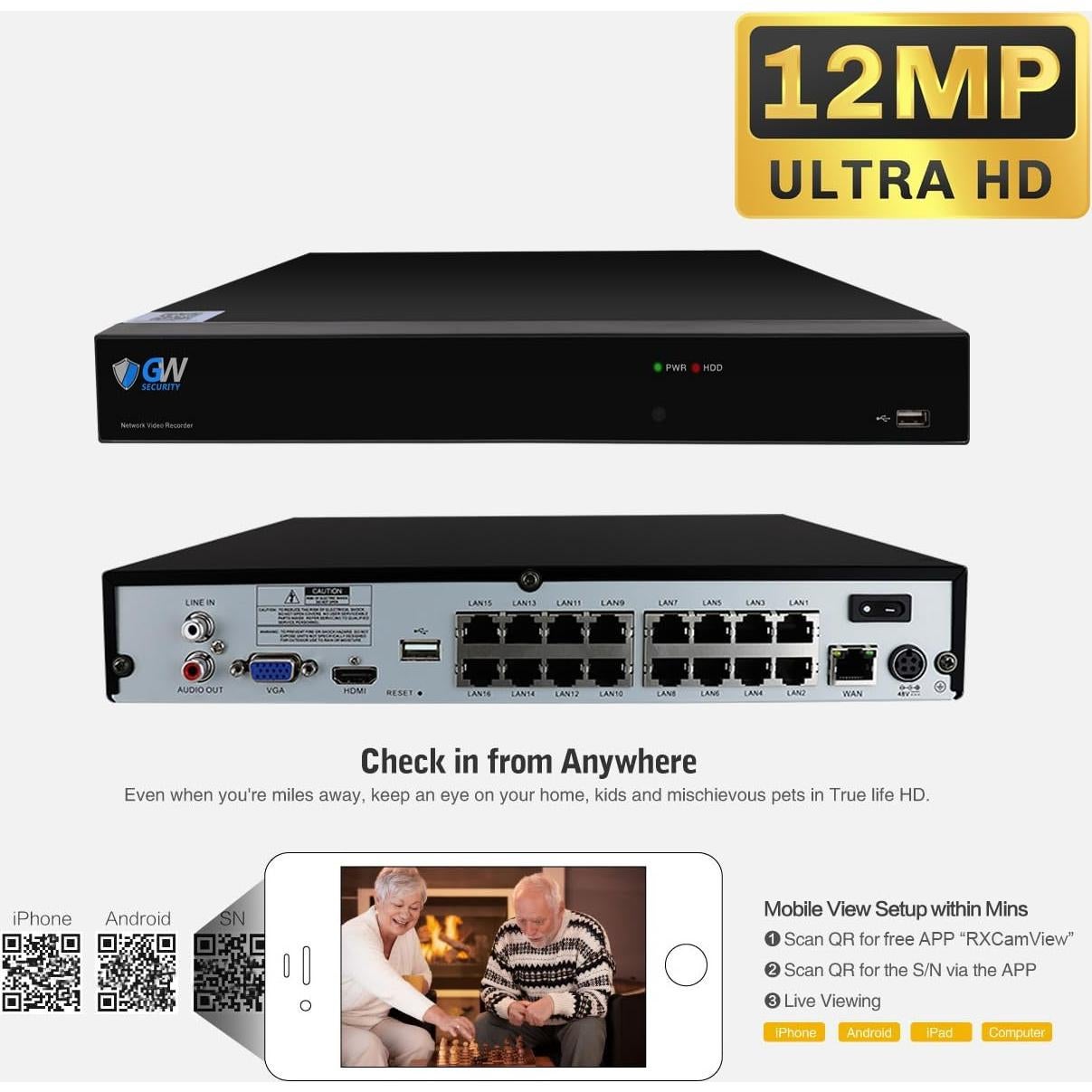 Sistema de Cámara de Seguridad GW 16 Canales 4K 8MP AI