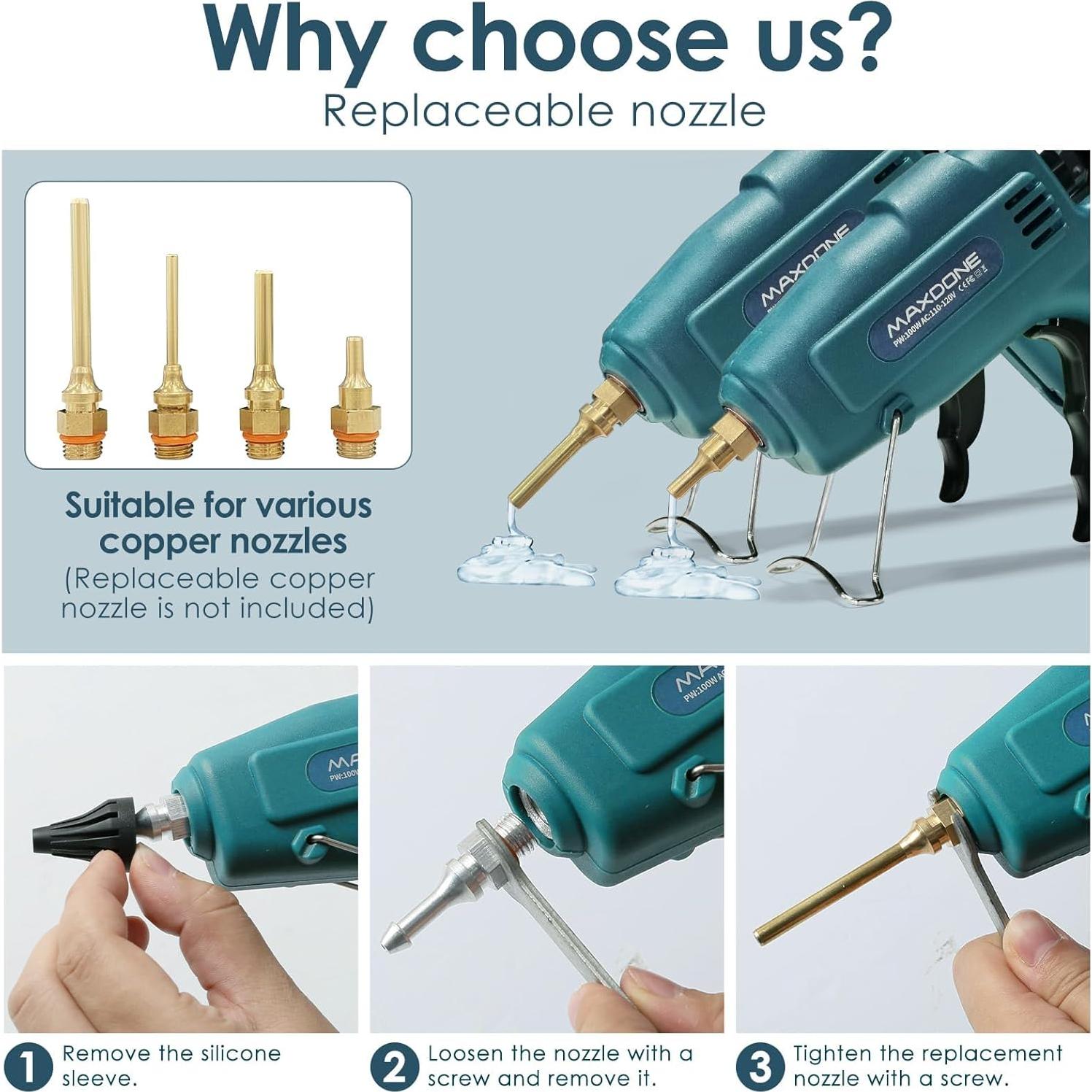 Pistola de Pegamento Caliente 100W MAXDONE Tamaño Completo