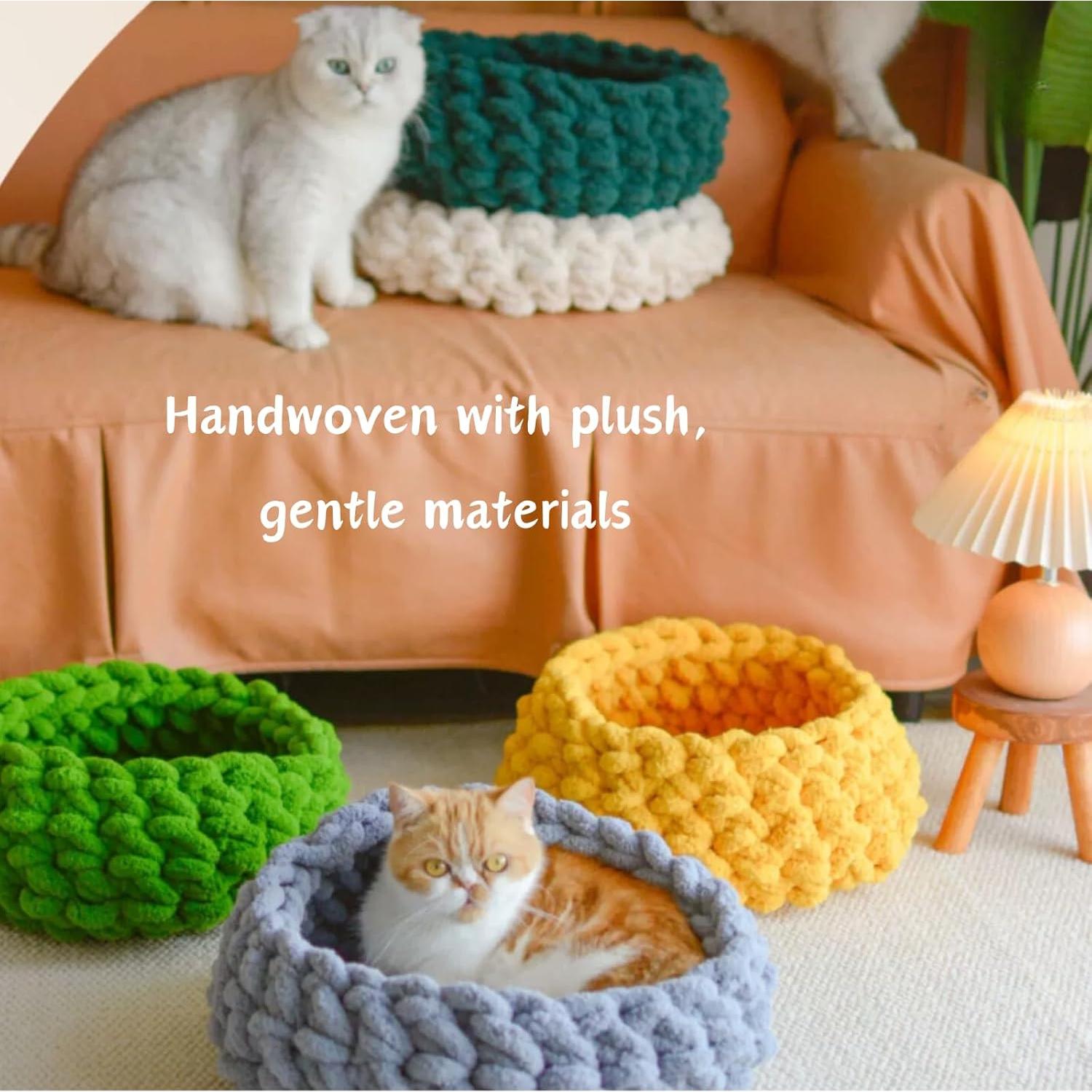 Cama Nido para Gatos Urnat Mediana Amarillo Suave Lavable