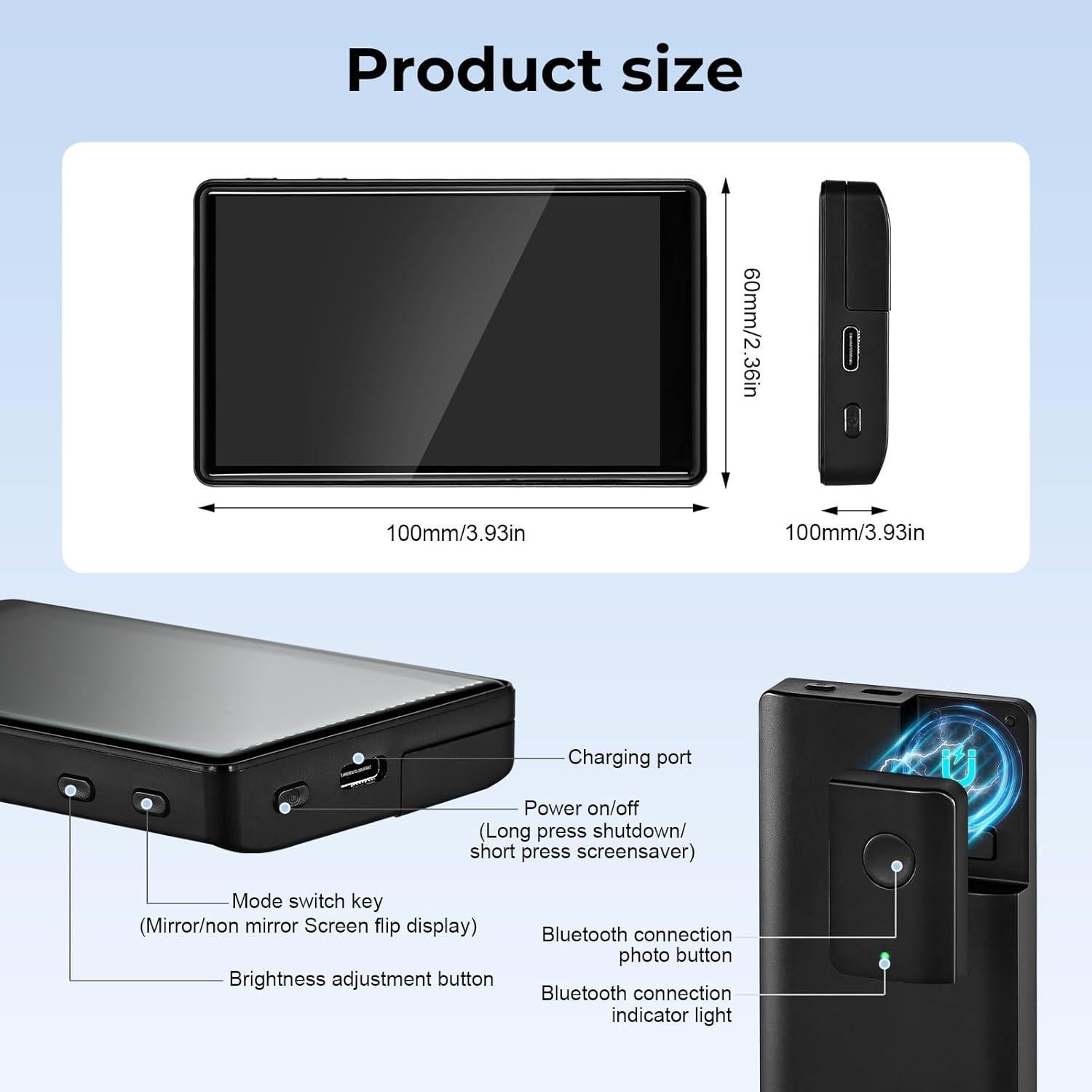 Monitor de Vlog Inalámbrico KSOPUERT 3.97" para Selfie