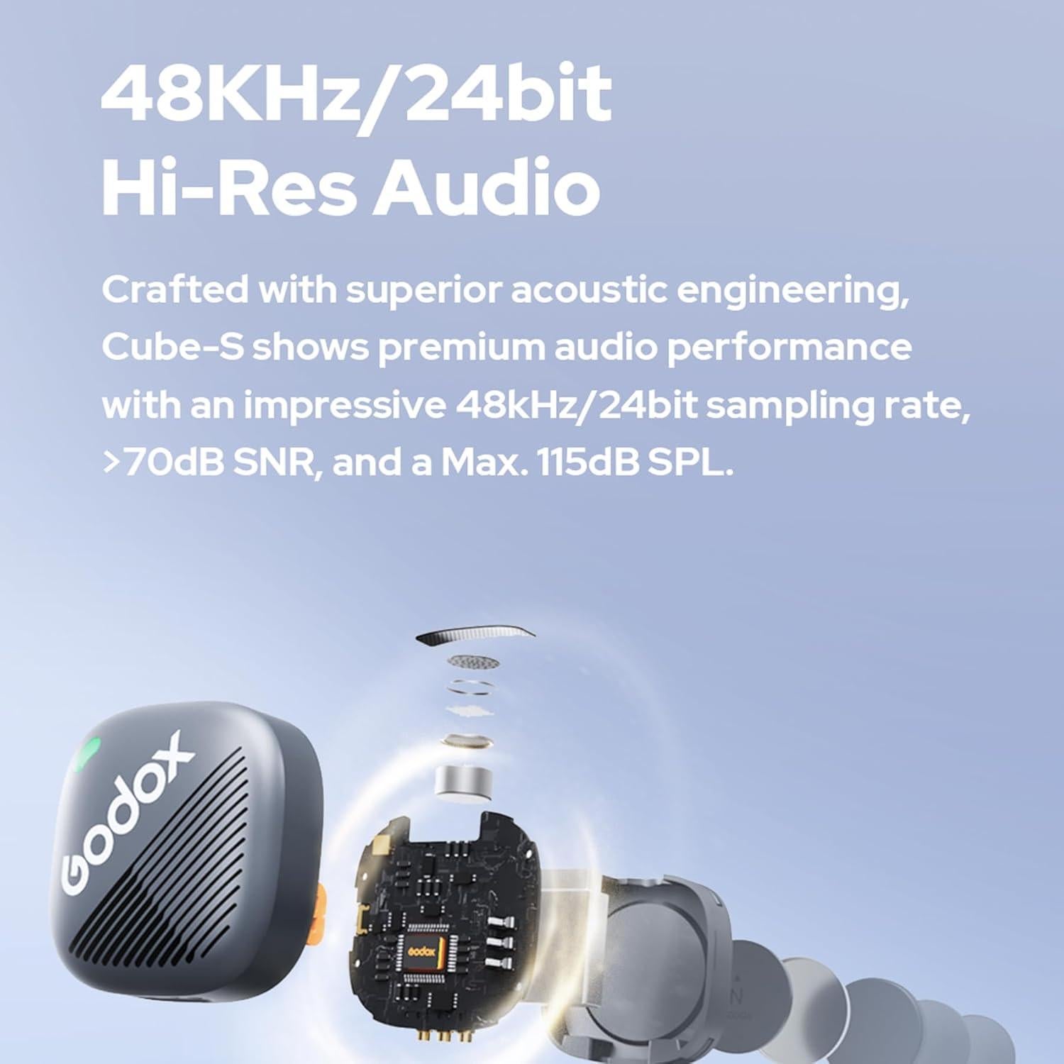 Micrófono Lavalier Inalámbrico Godox Cube-SL Kit2 30H