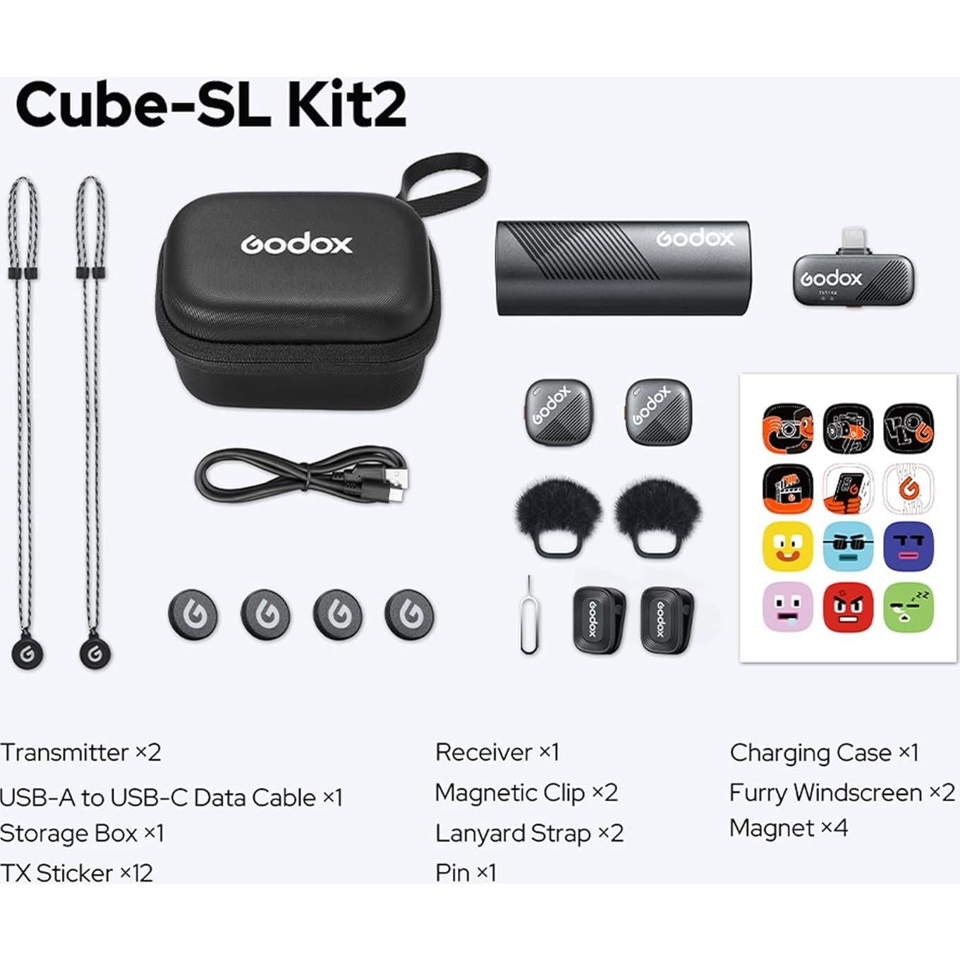 Micrófono Lavalier Inalámbrico Godox Cube-SL Kit2 30H