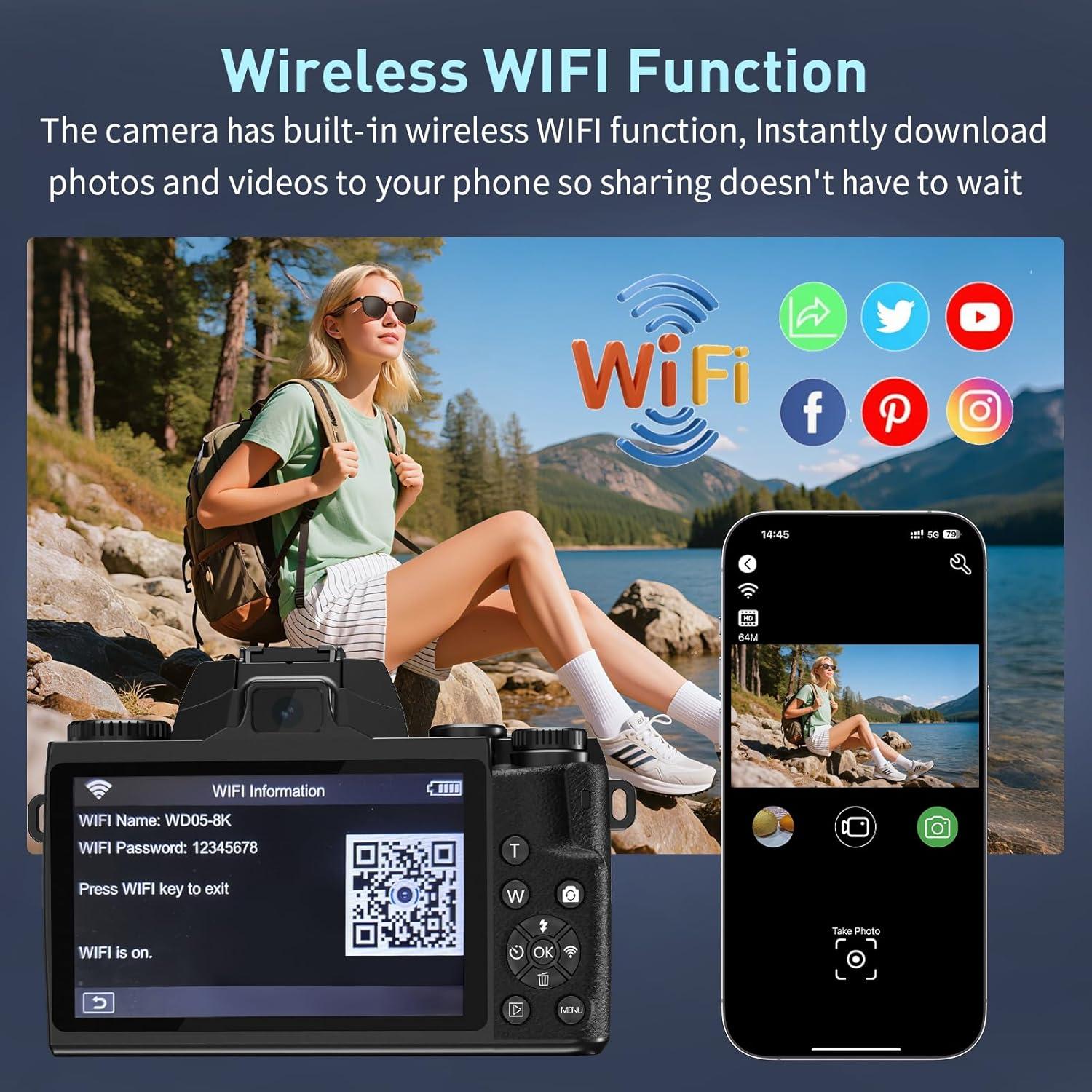 Cámara Digital 8K Gavonde W05 64MP Doble Lente WiFi