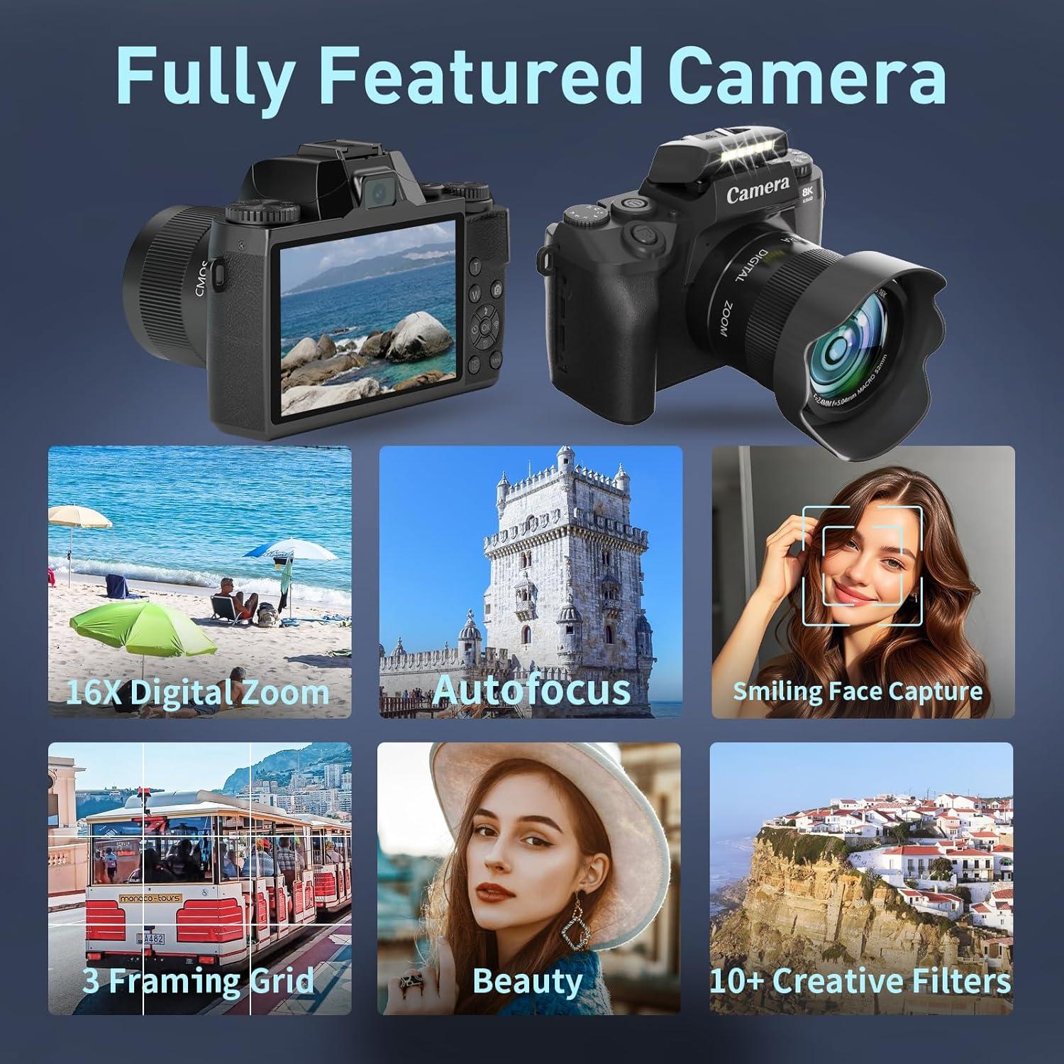 Cámara Digital 8K Gavonde W05 64MP Doble Lente WiFi