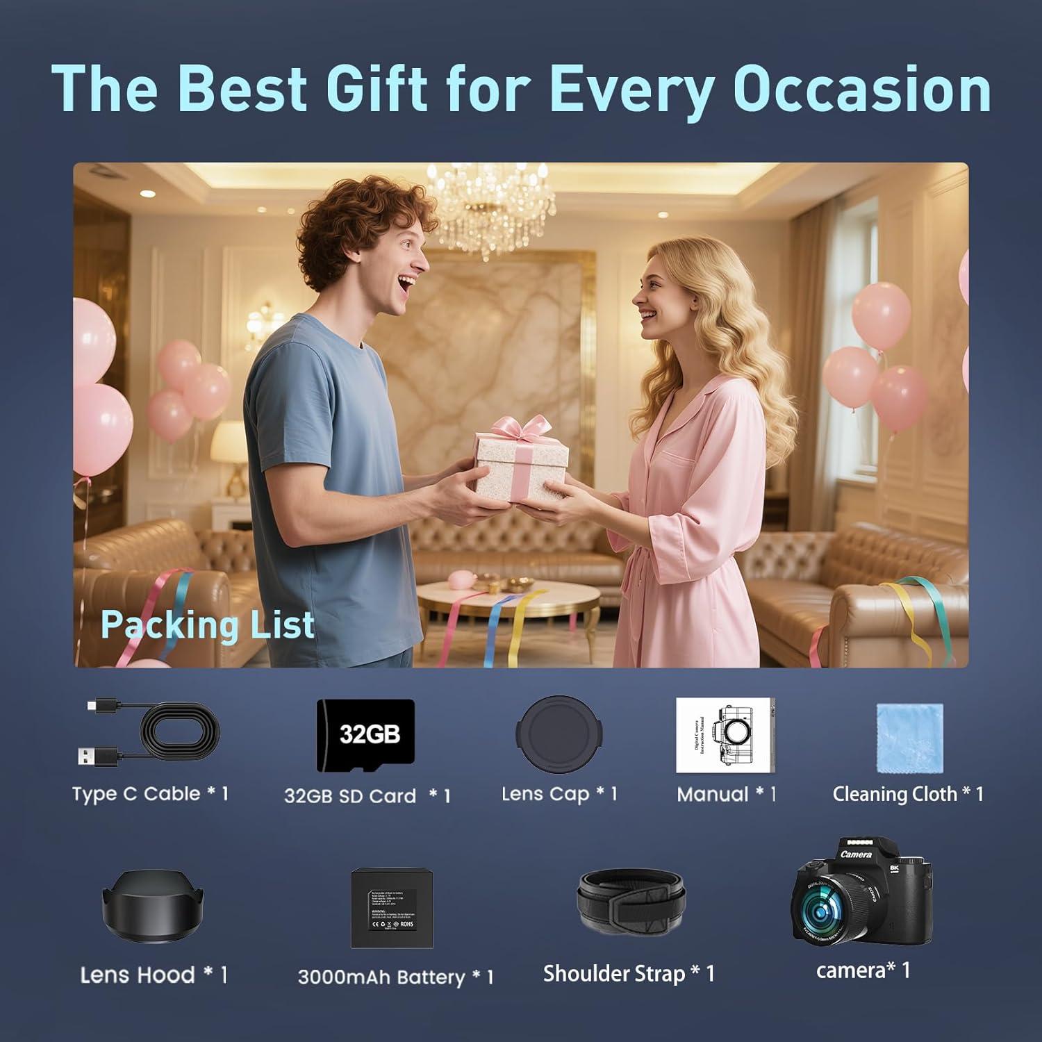 Cámara Digital 8K Gavonde W05 64MP Doble Lente WiFi