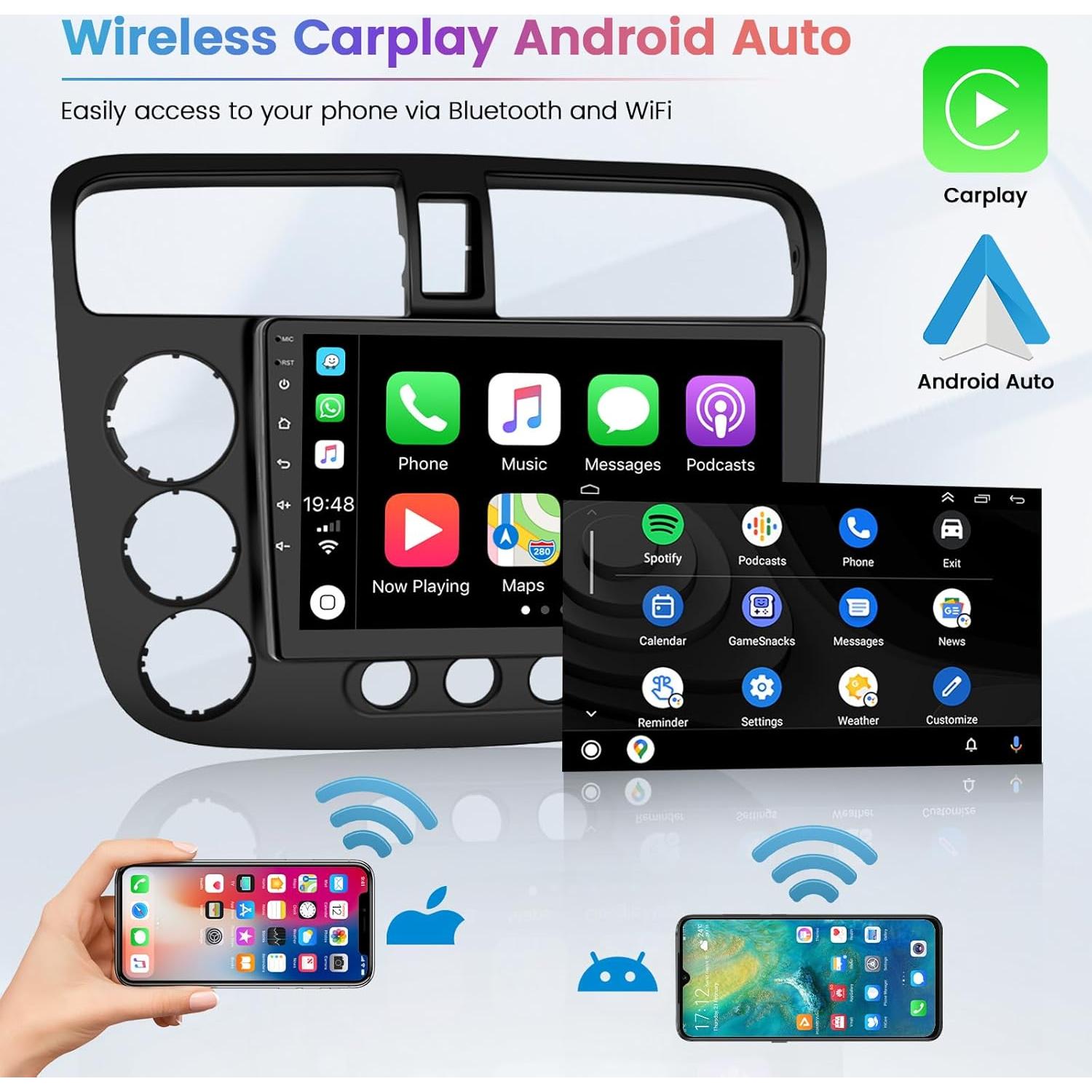 Estéreo Android Hikity para Honda Civic 2001-2005, 9" 2+64GB