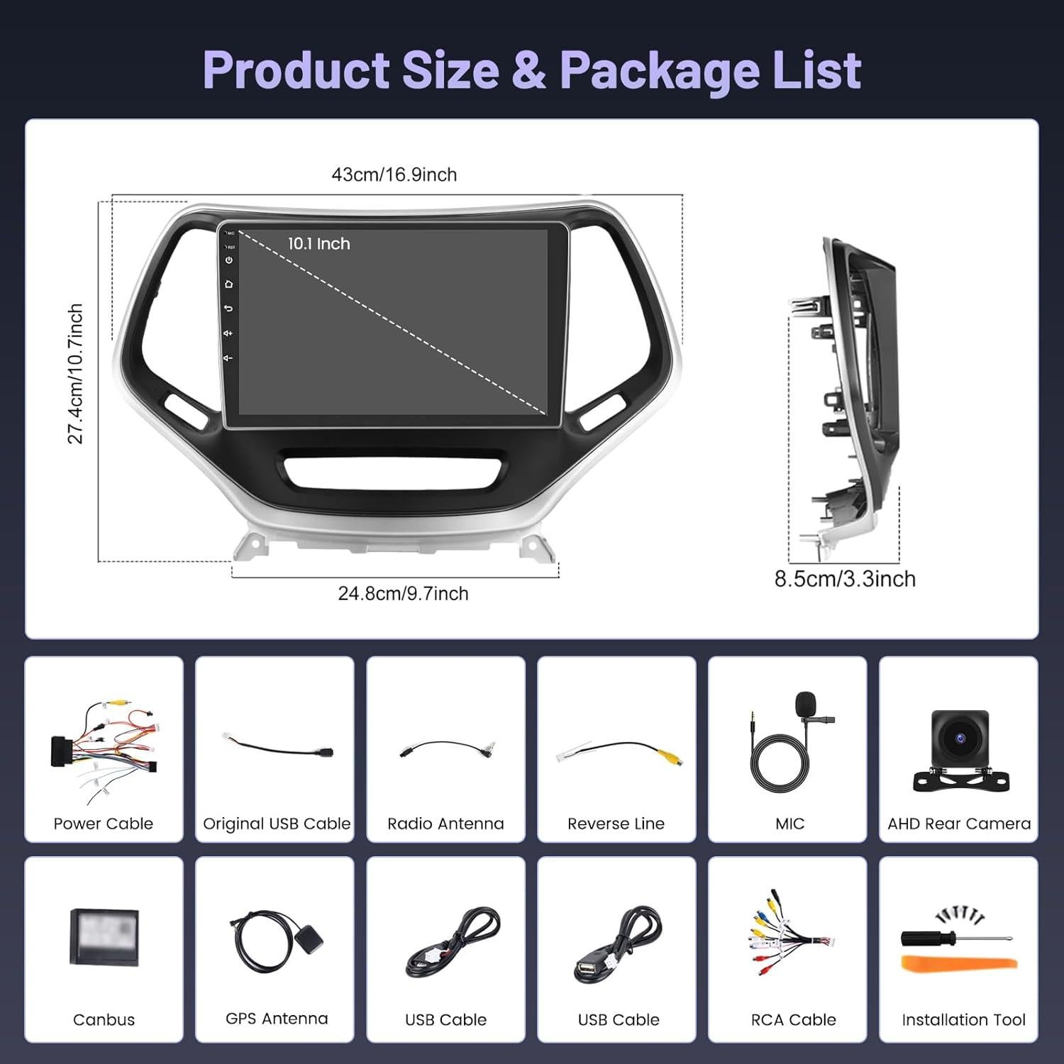 Estéreo Android Hikity 4+64GB Jeep Cherokee 2013-2018