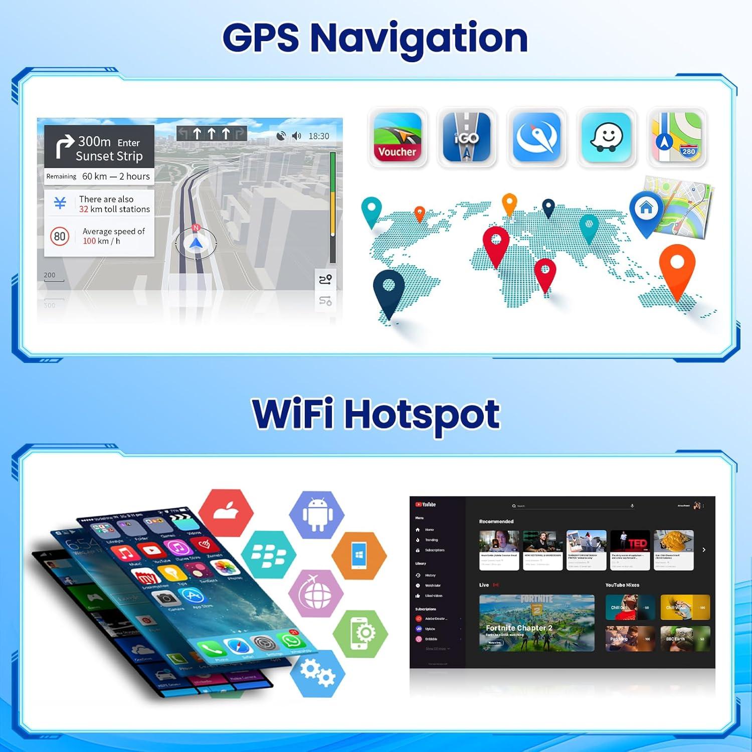 Estéreo Doble Din Hikity 4GB 64GB Android 10.1" Carplay GPS