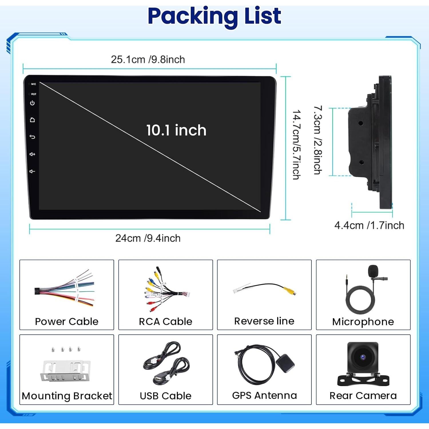 Estéreo Doble Din Hikity 4GB 64GB Android 10.1" Carplay GPS