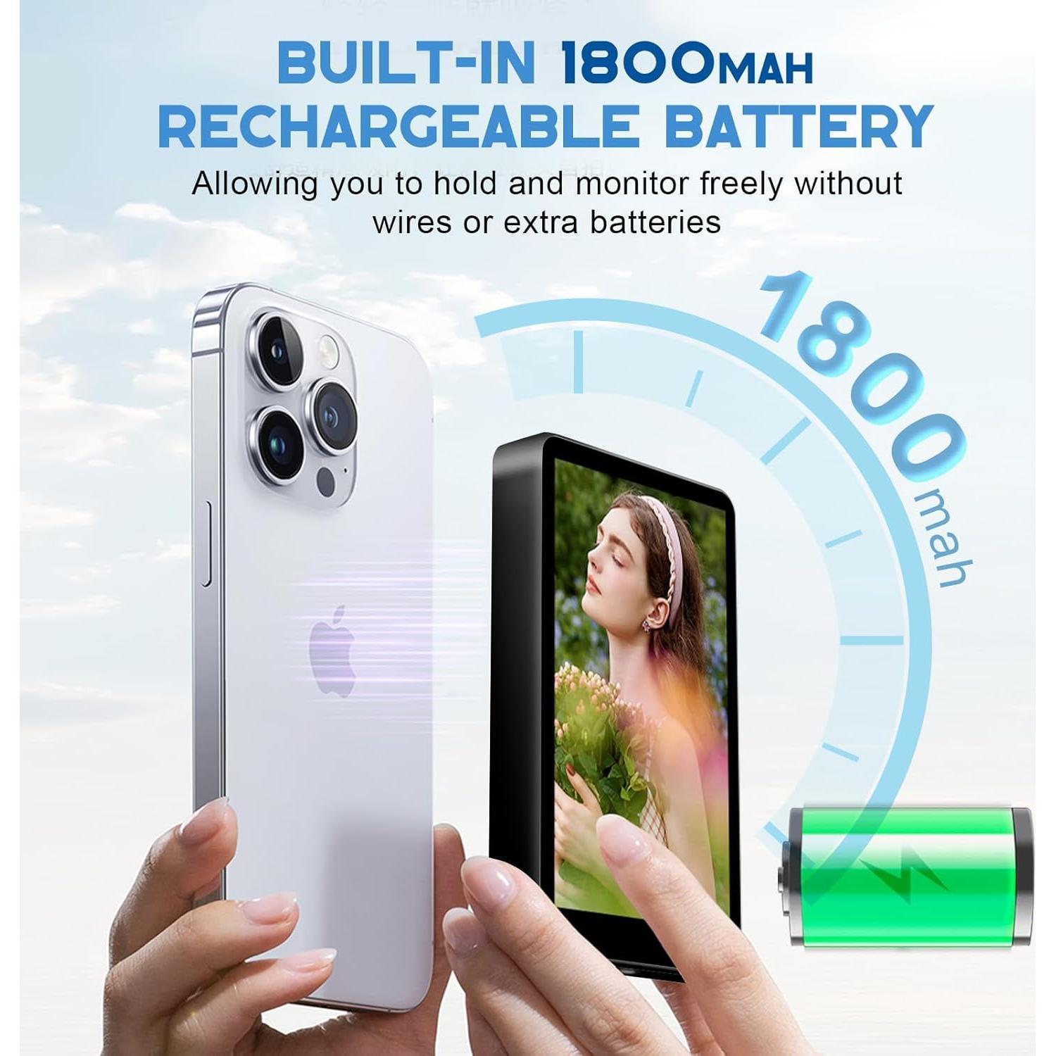 Monitor Selfie Yattberak para iPhone y Android, 1800mAh