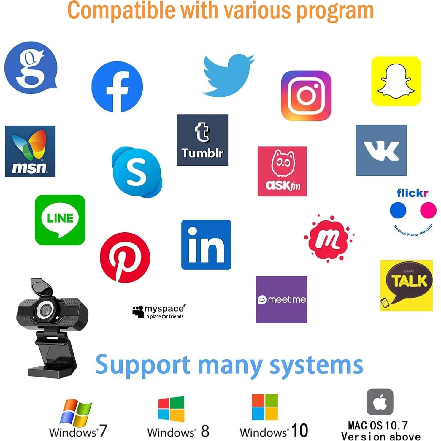 Cámara Web HD 1080p YOUPECK con Micrófono y Lente Gran Angular