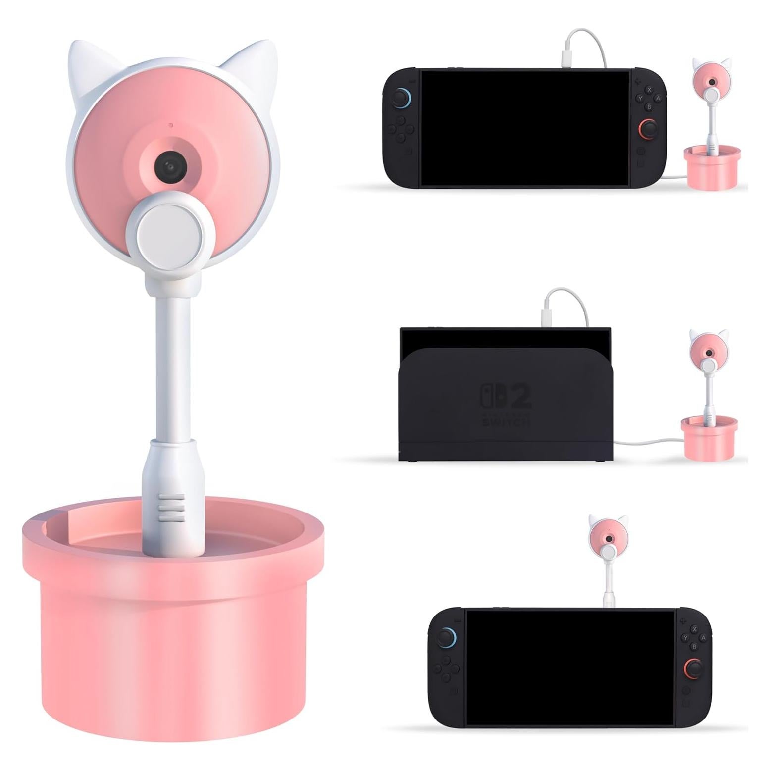 Cámara Webcam HD 720P COKOYY para Nintendo Switch 2 Rosa