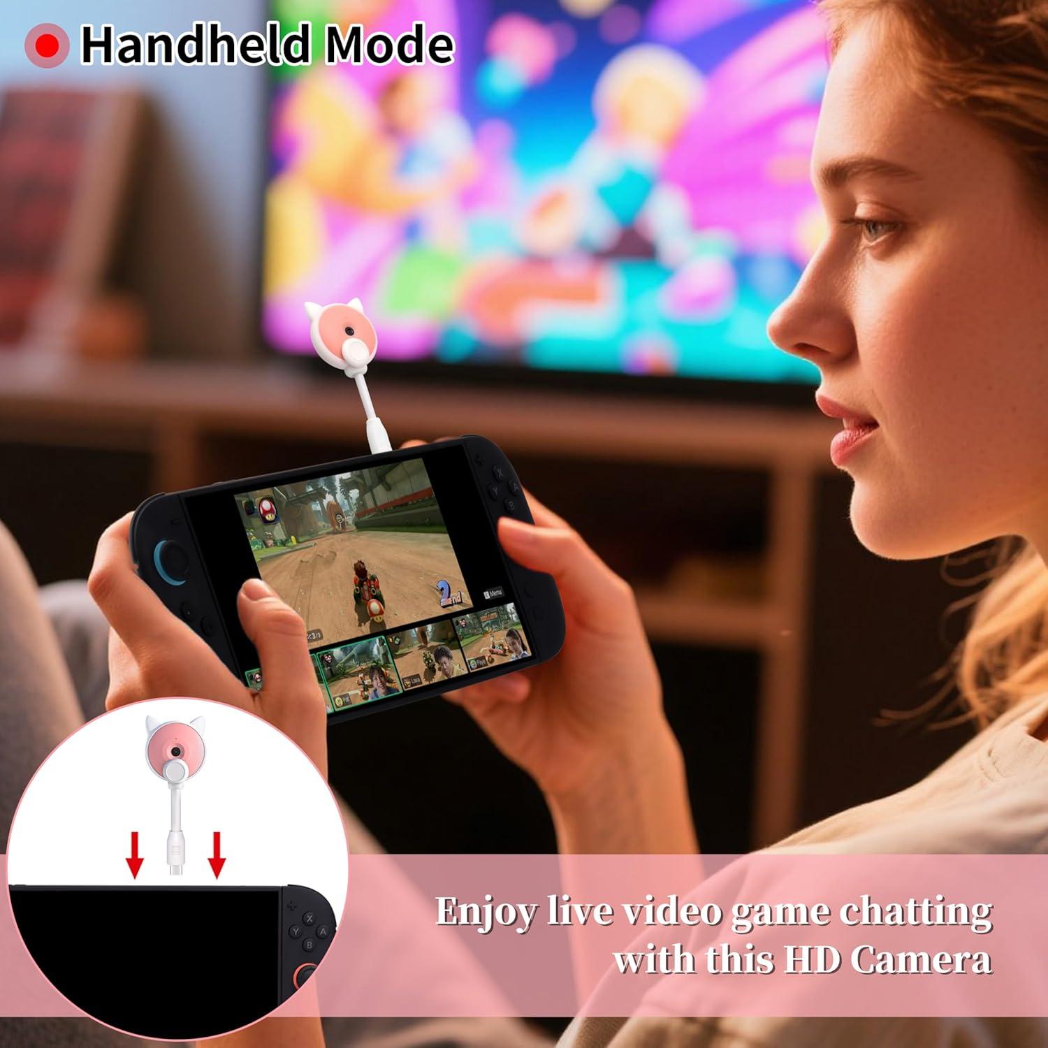 Cámara Webcam HD 720P COKOYY para Nintendo Switch 2 Rosa