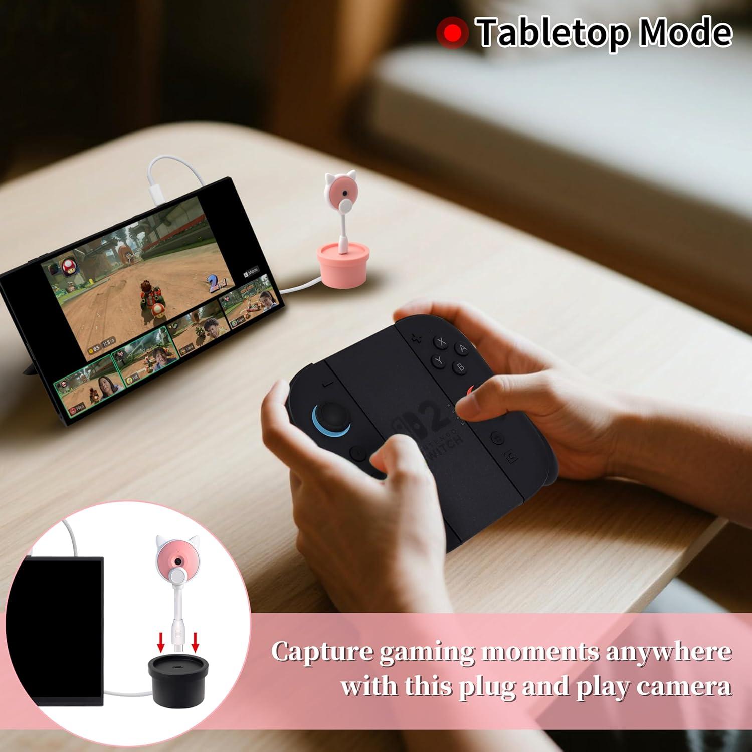 Cámara Webcam HD 720P COKOYY para Nintendo Switch 2 Rosa