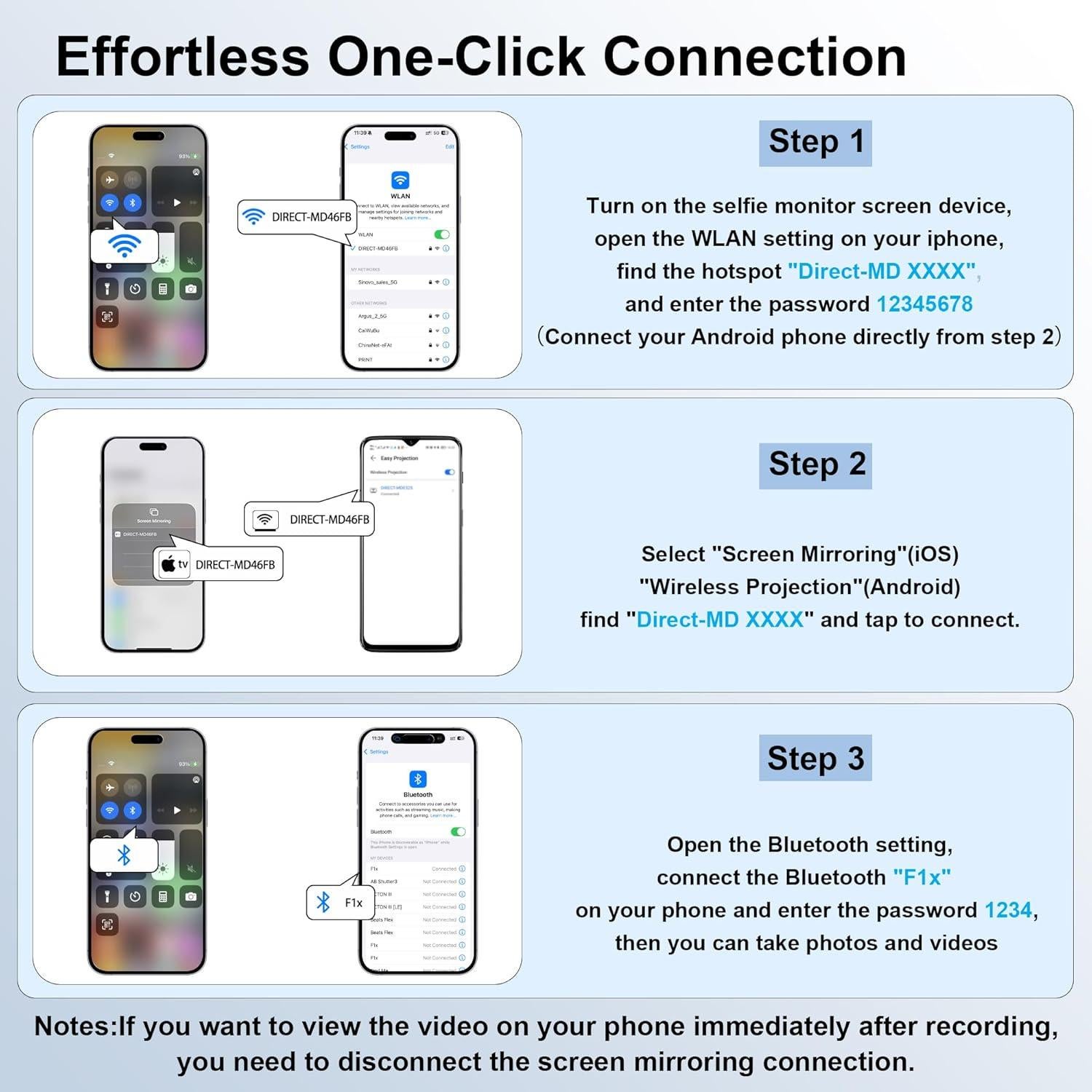 Monitor Selfie Inalámbrico Ossomo T181 4K para Vlogs y TikTok