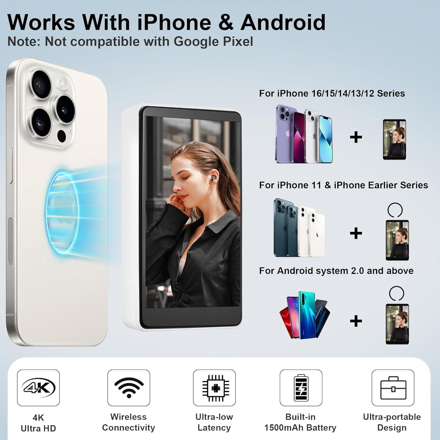 Monitor Selfie Inalámbrico Ossomo T181 4K para Vlogs y TikTok