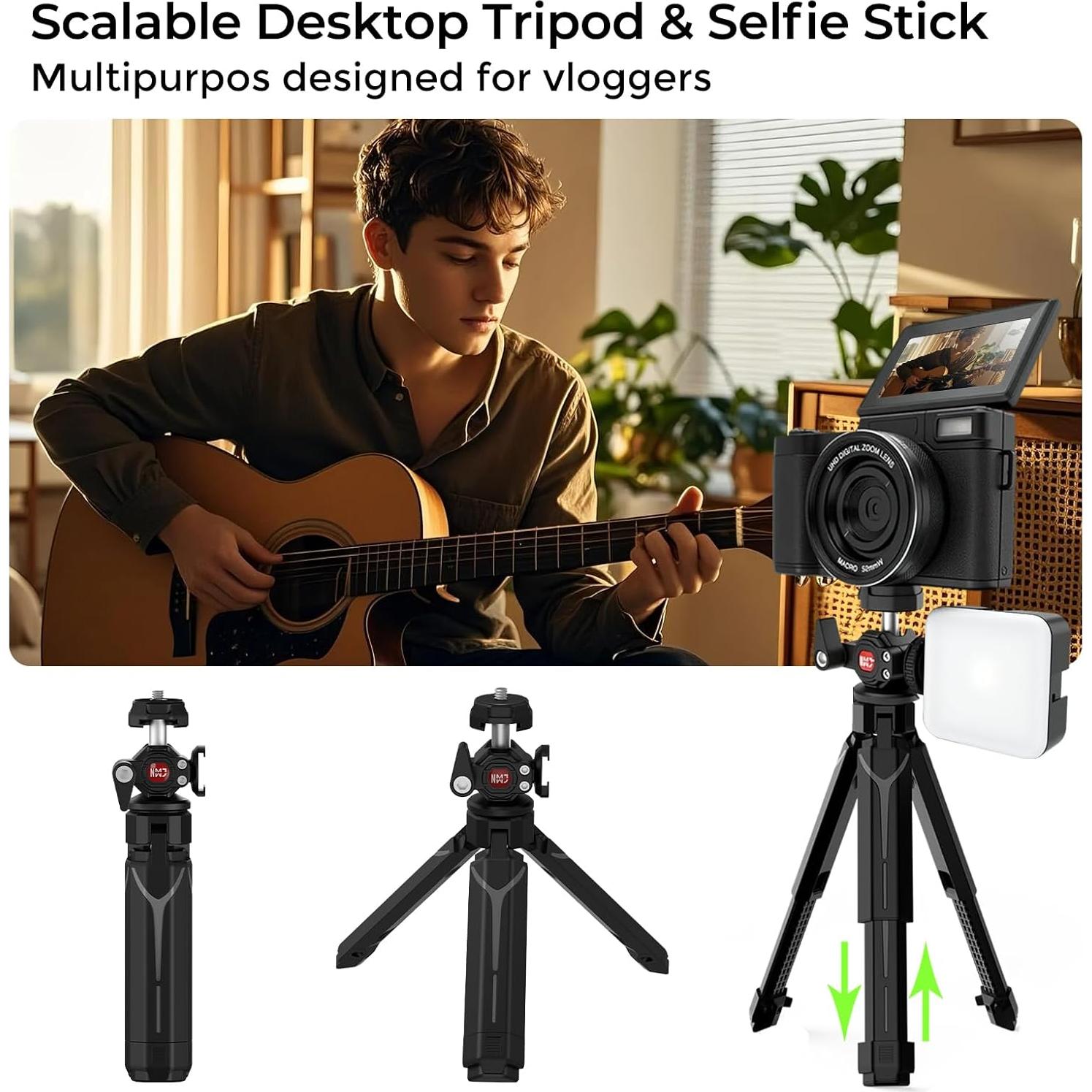 Cámara Digital Vlog 64MP 5K Novzzovaz con WiFi y Pantalla Plegable