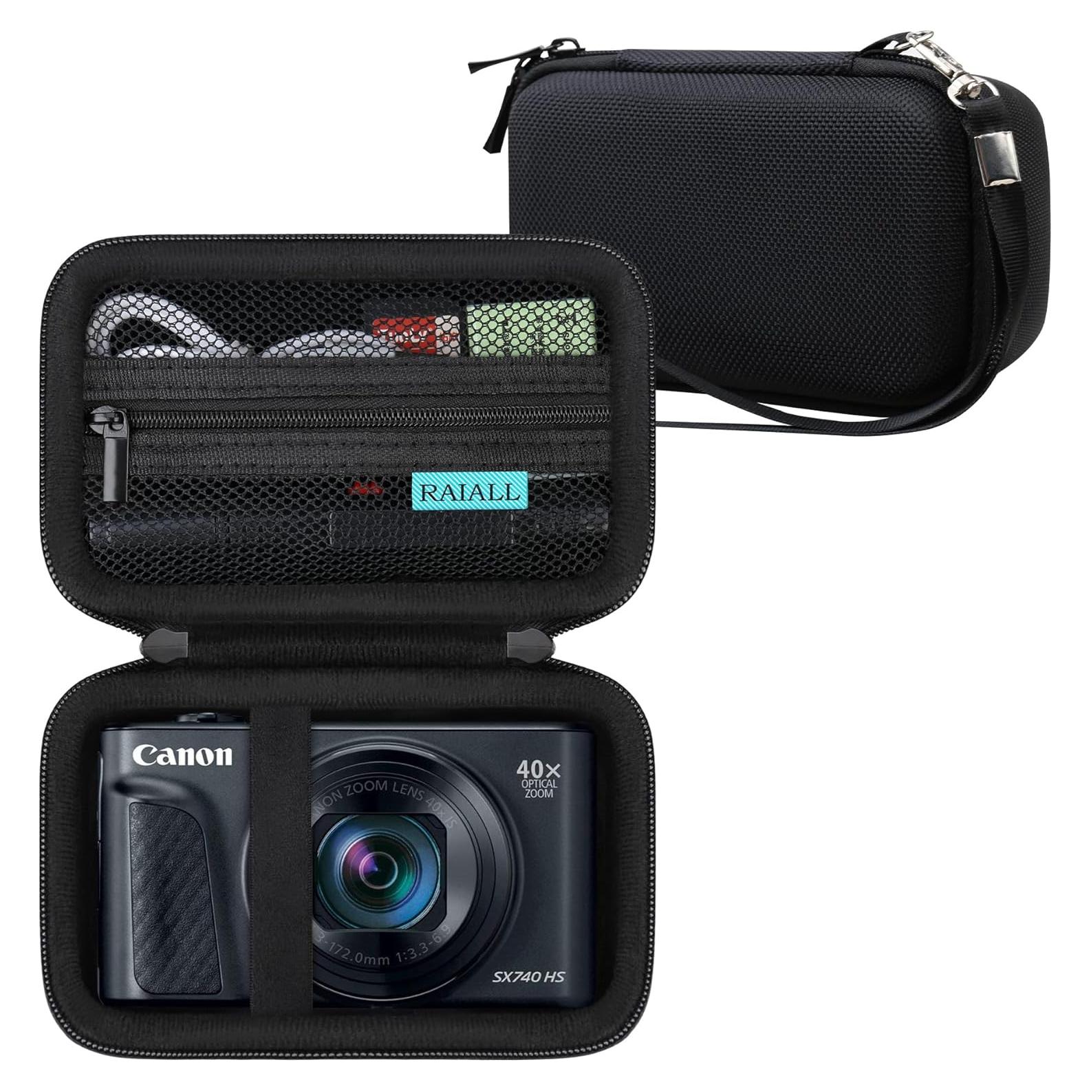 Funda dura RAIALL para cámara Canon PowerShot SX740 HS - Negro