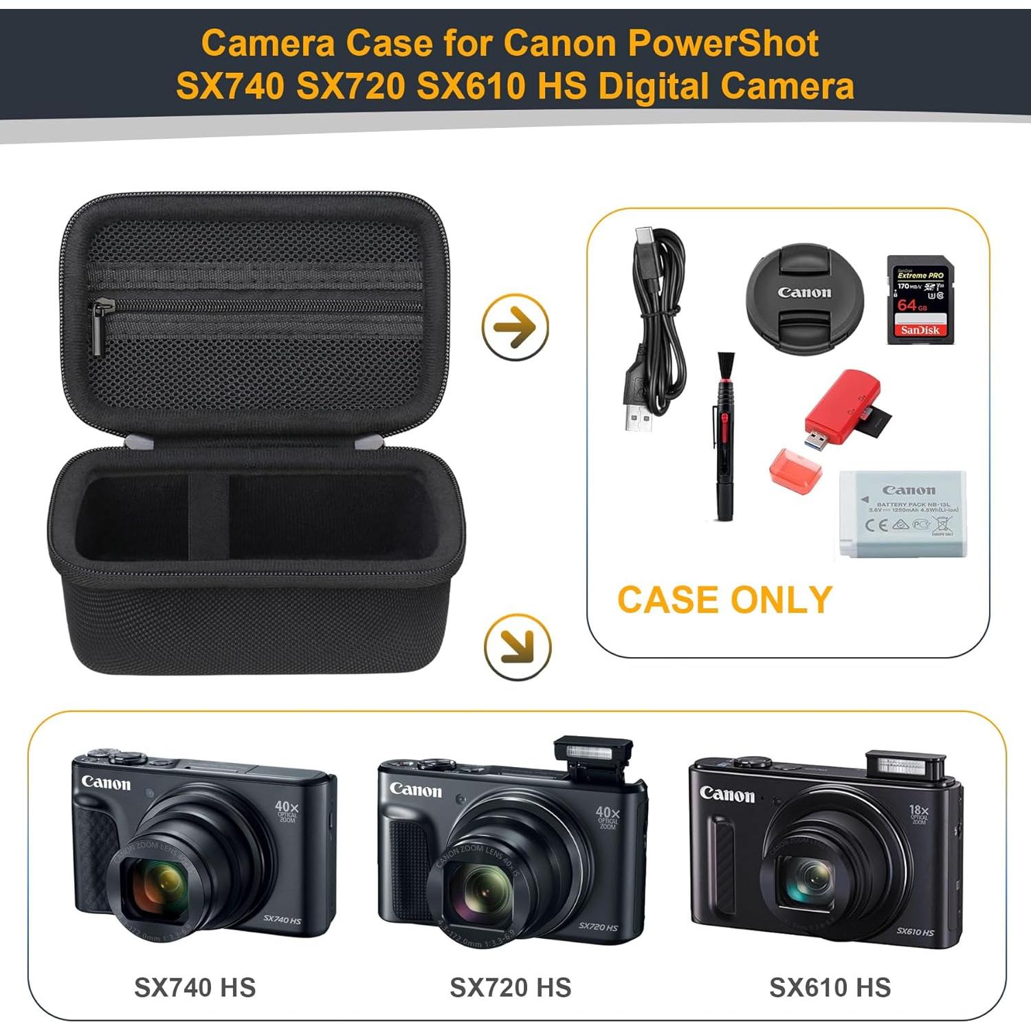 Funda dura RAIALL para cámara Canon PowerShot SX740 HS - Negro