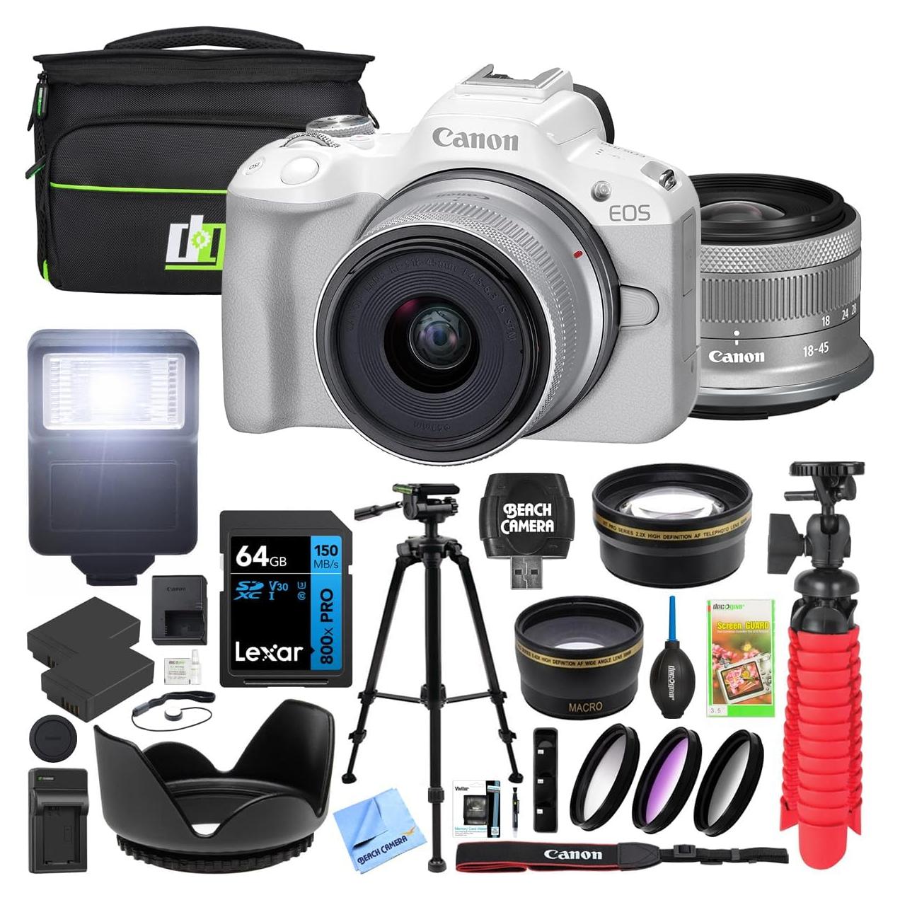 Cámara Sin Espejo Canon EOS R50 Blanca con Lente RF-S 18-45mm