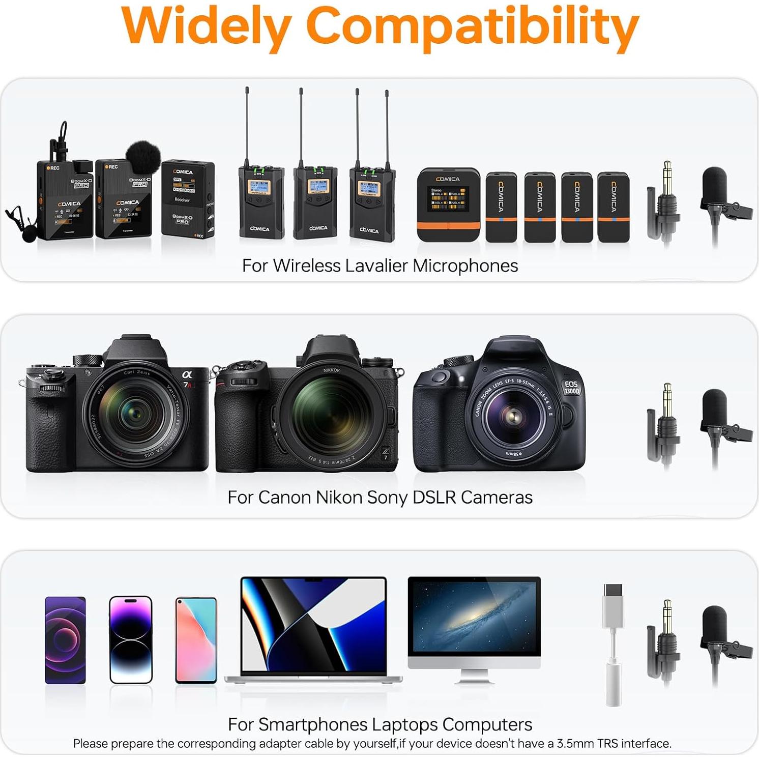 Micrófono Lavalier Comica CVM-SM-O1 Omnidireccional 119 cm