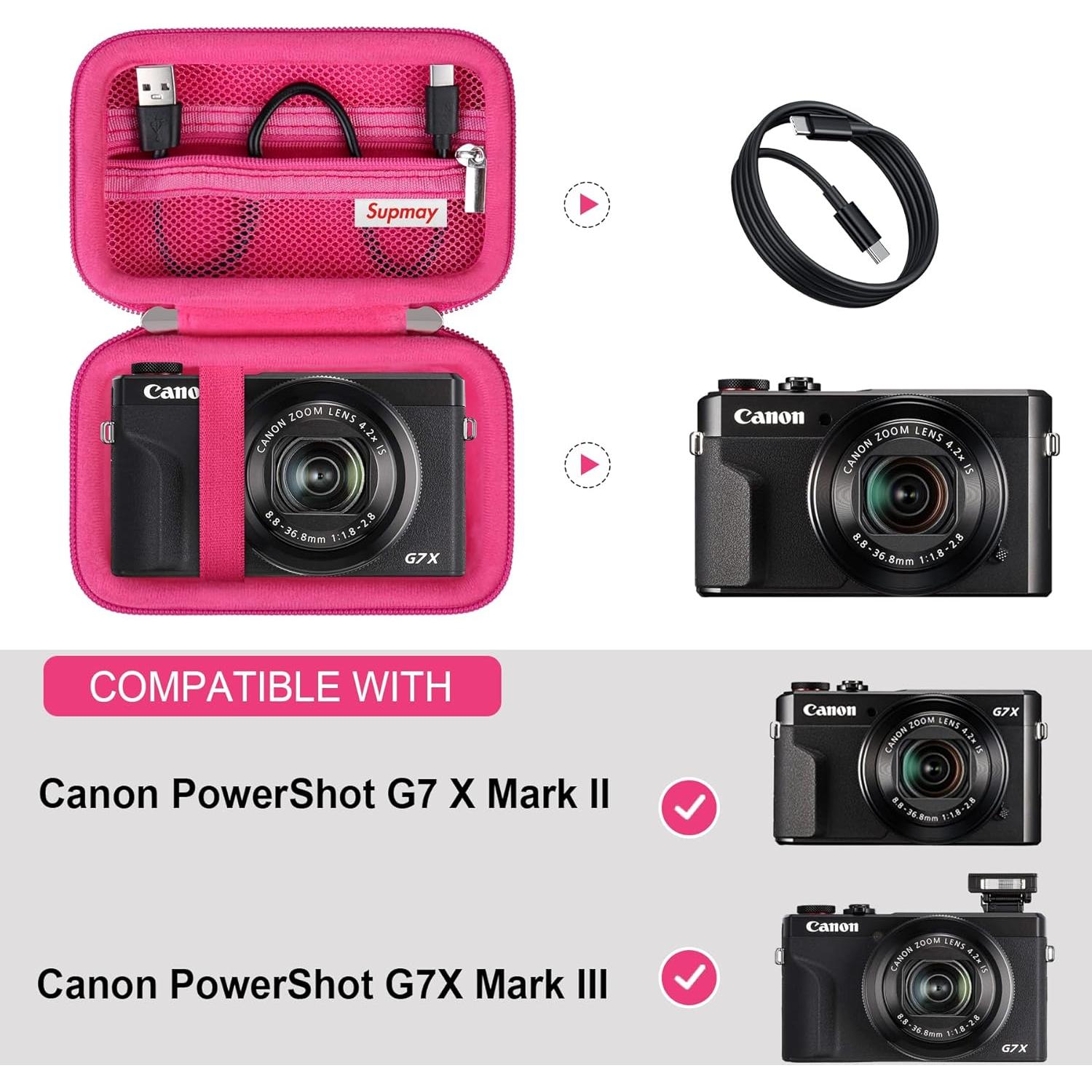 Funda para cámara Canon PowerShot G7 X Mark III II - Rojo Rosa