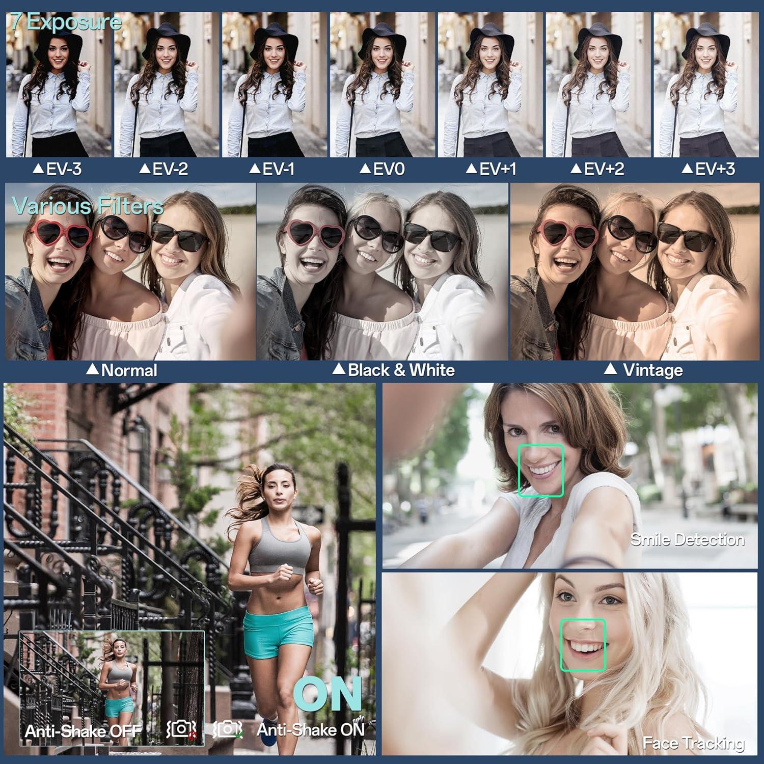 Cámara Digital Compacta 4K Fansbe Smart A85 Rosa 64MP