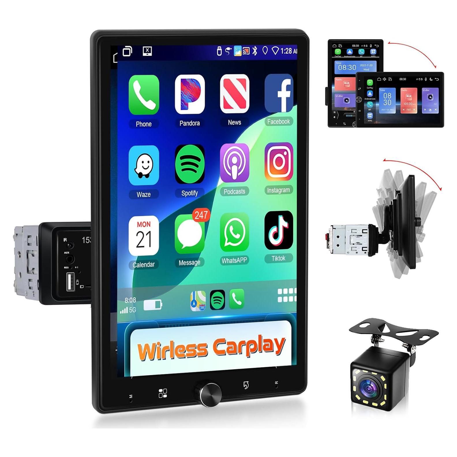 Estéreo de Coche Podofo 10.4" CarPlay Inalámbrico y Android Auto