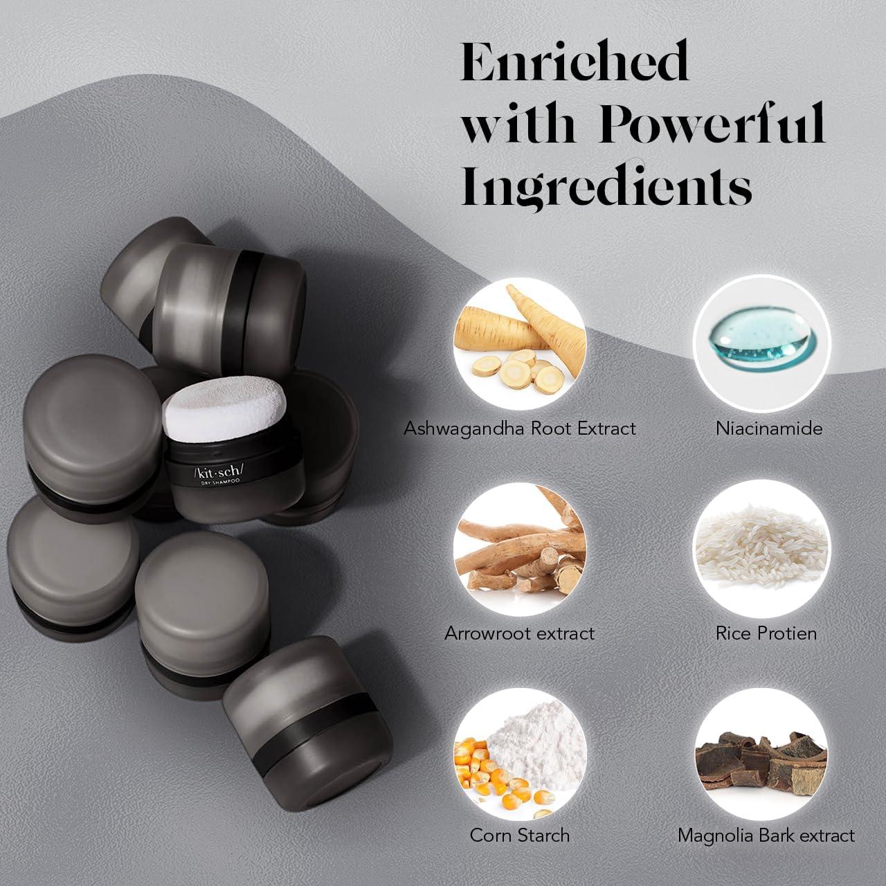 Polvo de Champú Seco Kitsch 8g para Cabello Oscuro - Sin Fragancia, Voluminizador, Orgánico
