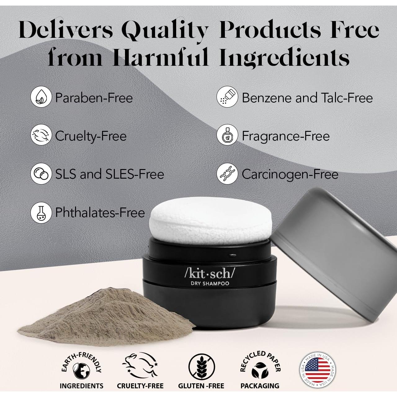 Polvo de Champú Seco Kitsch 8g para Cabello Oscuro - Sin Fragancia, Voluminizador, Orgánico