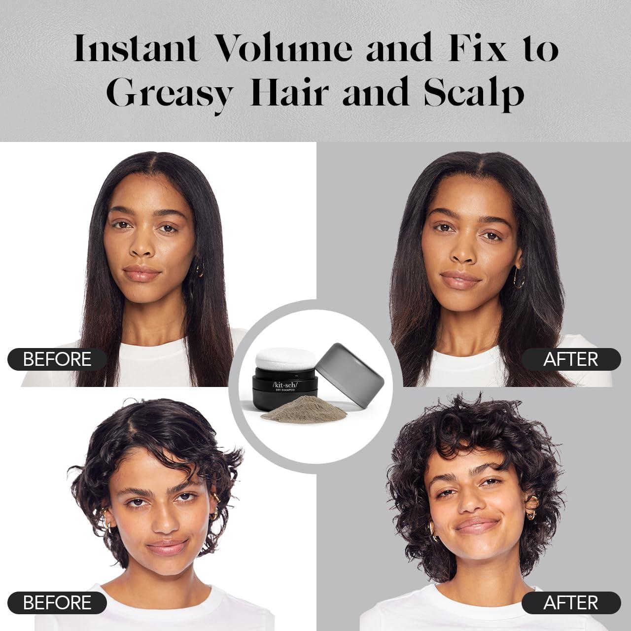 Polvo de Champú Seco Kitsch 8g para Cabello Oscuro - Sin Fragancia, Voluminizador, Orgánico