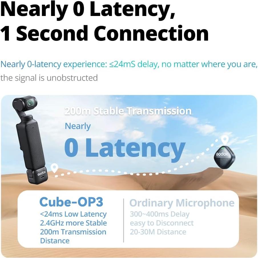 Micrófono Lavalier Inalámbrico Godox Cube-OP3 para DJI Pocket 3