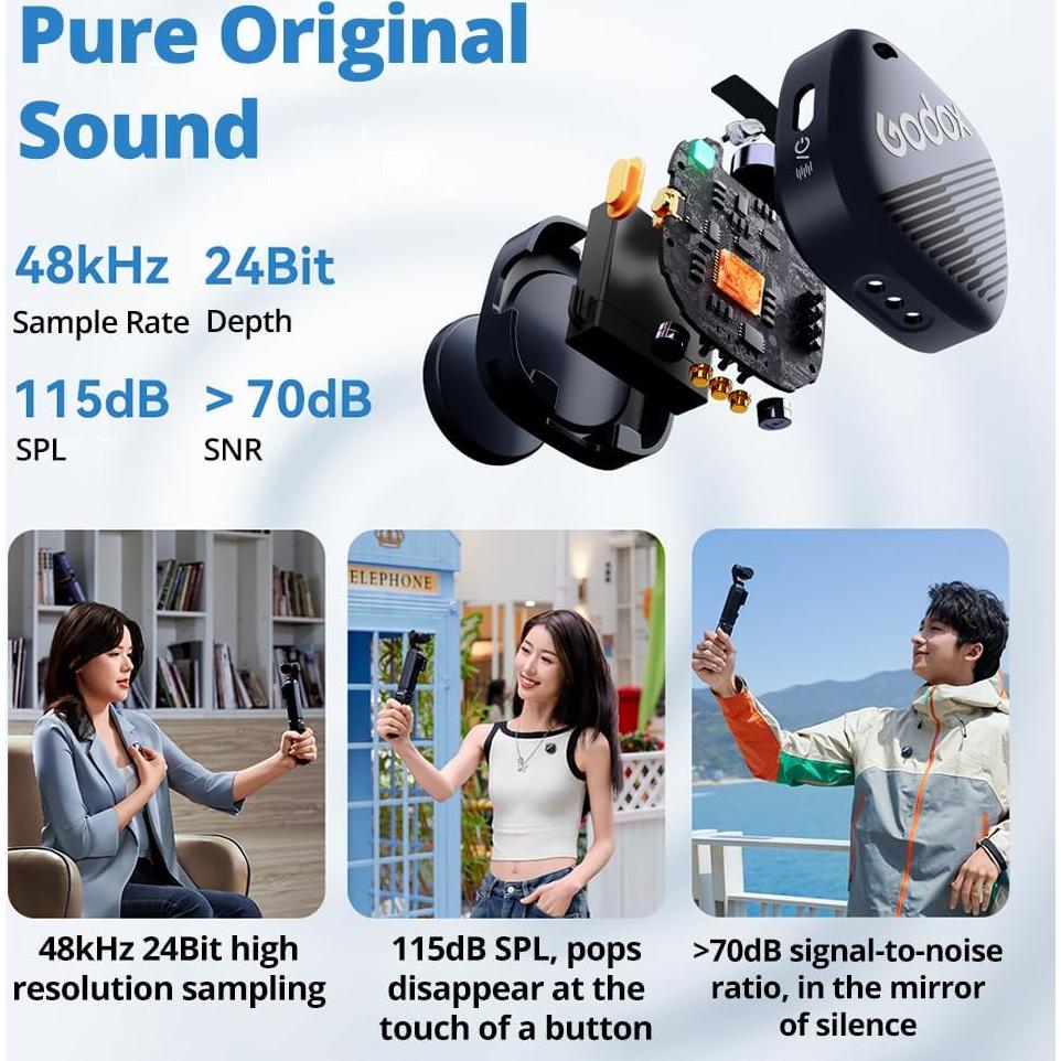 Micrófono Lavalier Inalámbrico Godox Cube-OP3 para DJI Pocket 3