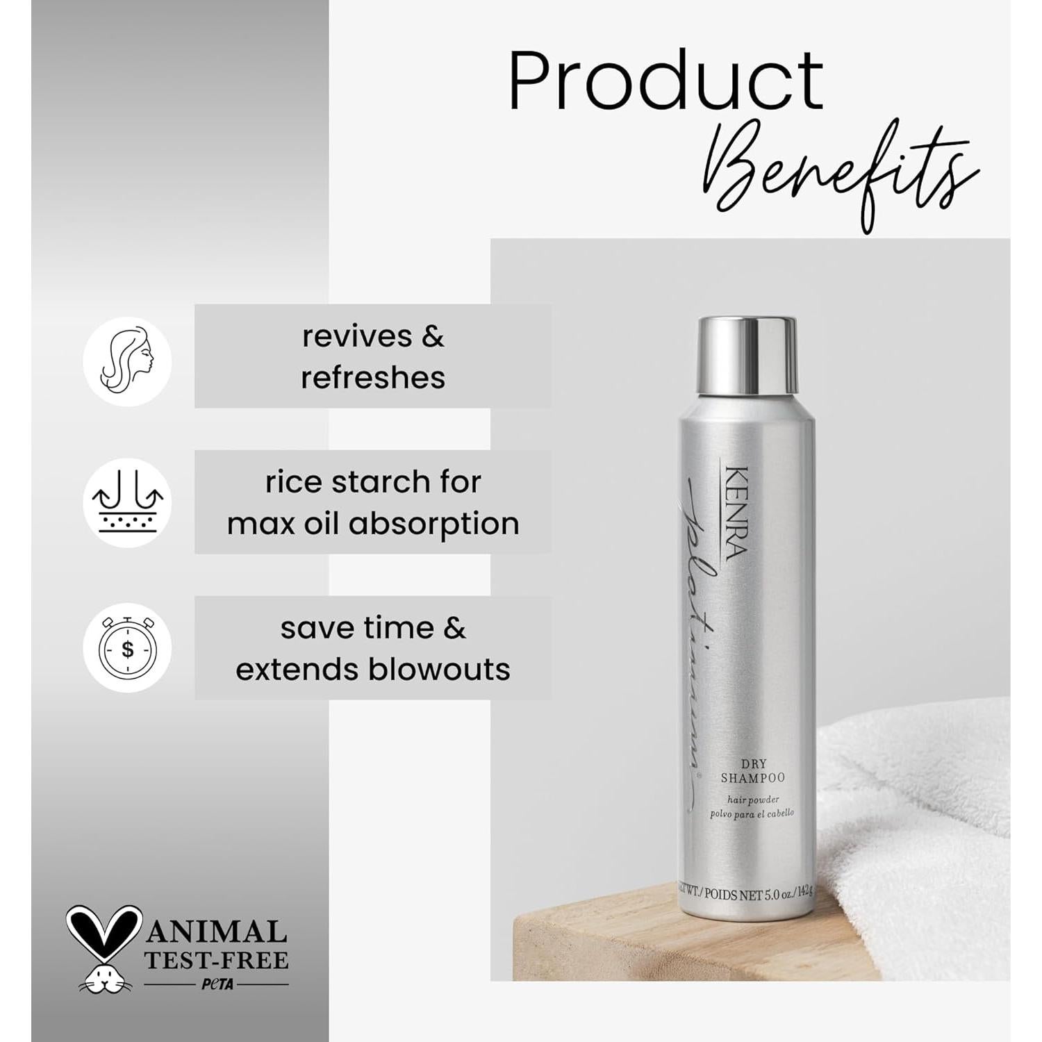 Champú Seco Kenra Platinum 140g | Spray Absorbente de Aceite