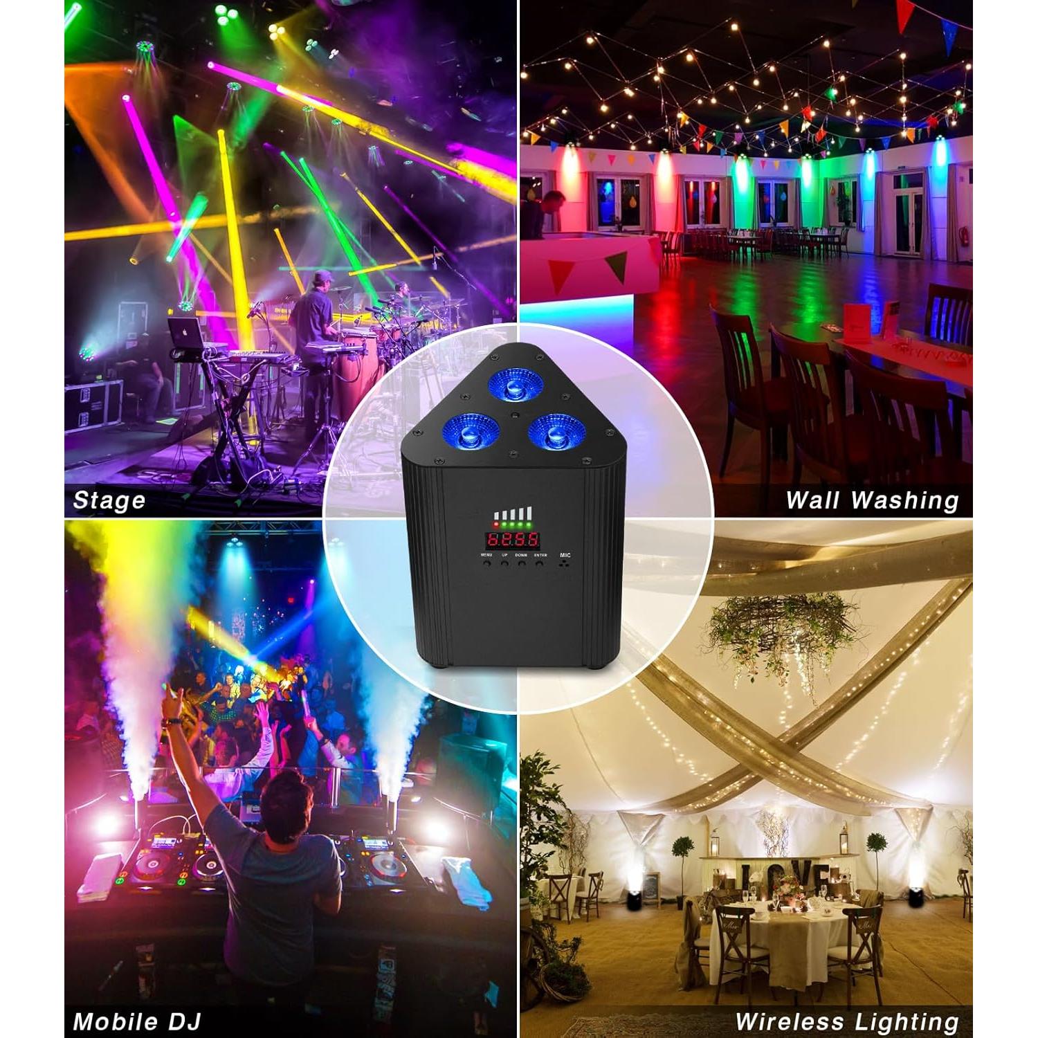 Luces Par Recargables OPPSK 2 Unidades LED RGBW DMX