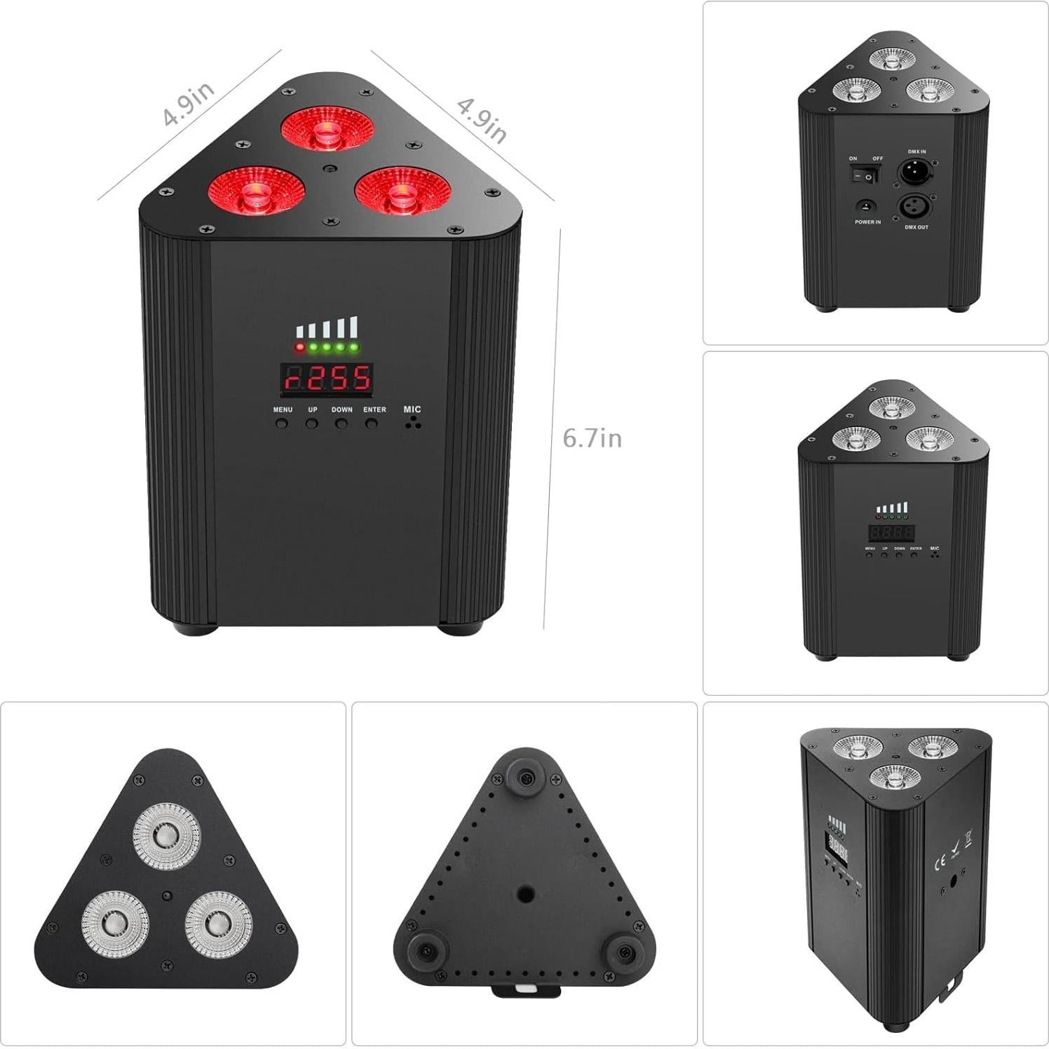 Luces Par Recargables OPPSK 2 Unidades LED RGBW DMX