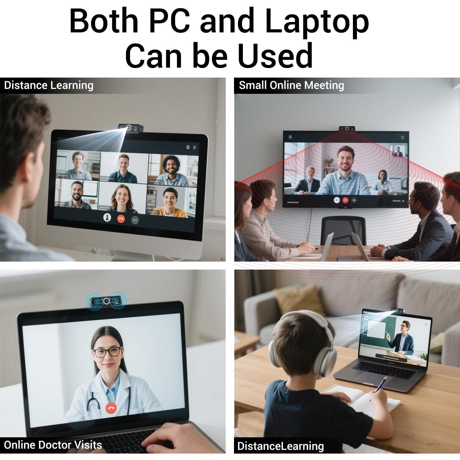 Cámara Web HD 2K Diccik con Micrófono y Corrección de Luz