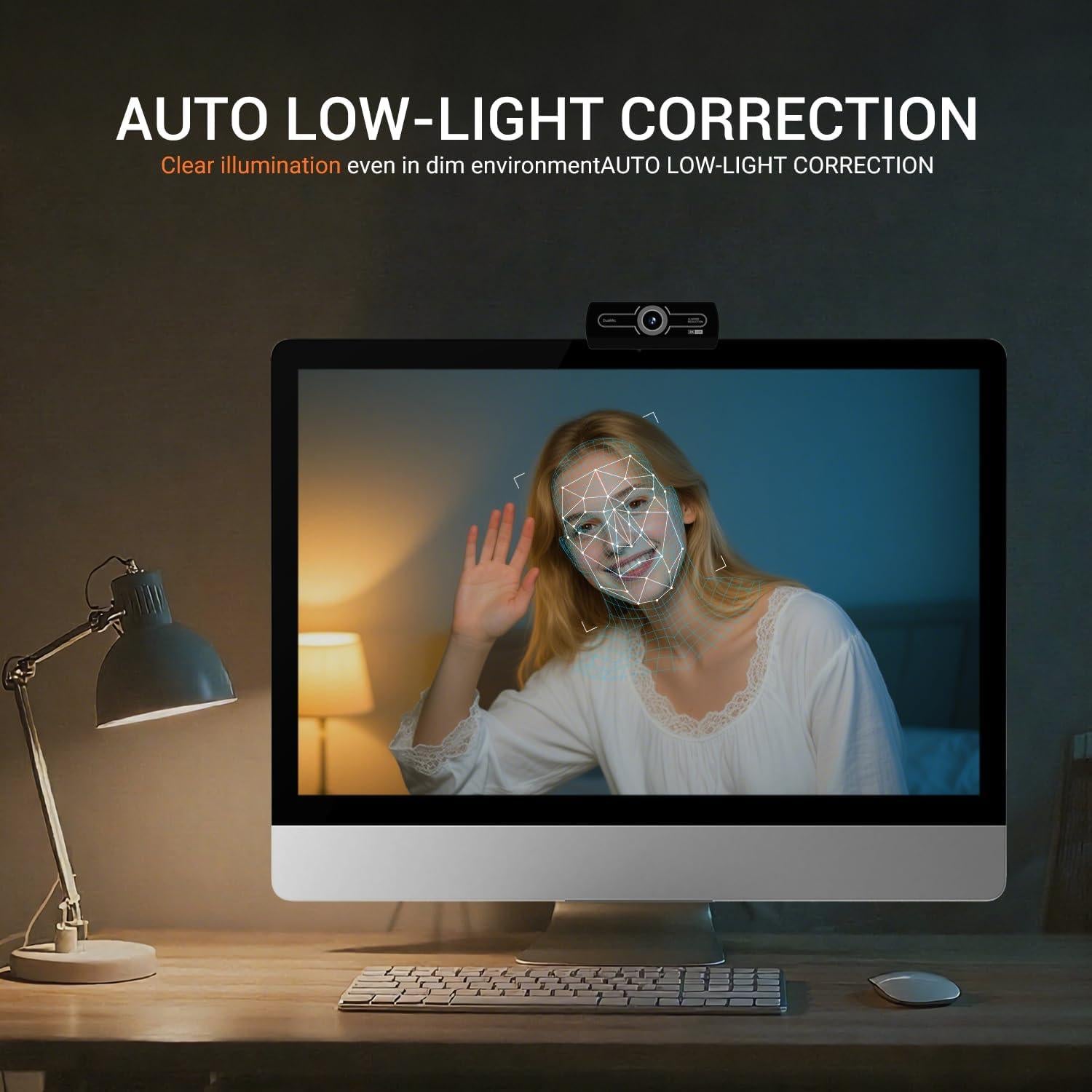 Cámara Web HD 2K Diccik con Micrófono y Corrección de Luz