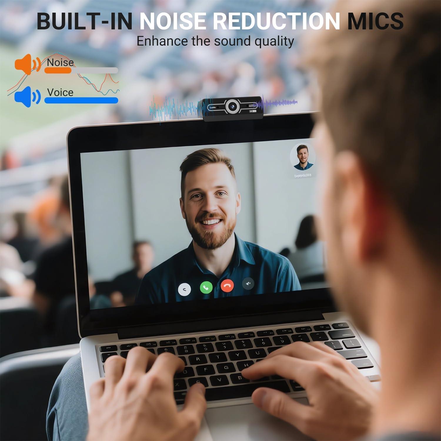Cámara Web HD 2K Diccik con Micrófono y Corrección de Luz
