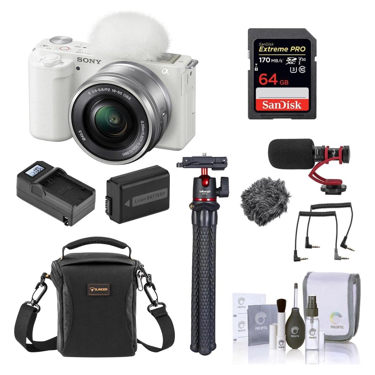 Cámara Sin Espejo Sony ZV-E10 Blanca con Lente 16-50mm y Accesorios